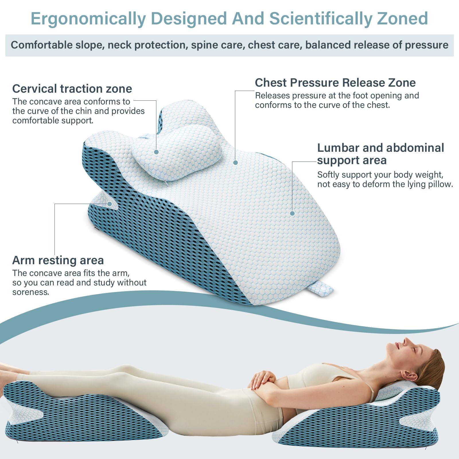 YEERSWAG YEERSWAG Wedge Pillow, Small Pillow Wedge Weight Limit Under 165 lbs, Ergonomic Memory Foam Wedge Pillow with Adjustbale Support Pillow Zipper Cover for Female Reading Relaxing Back Pain Relief