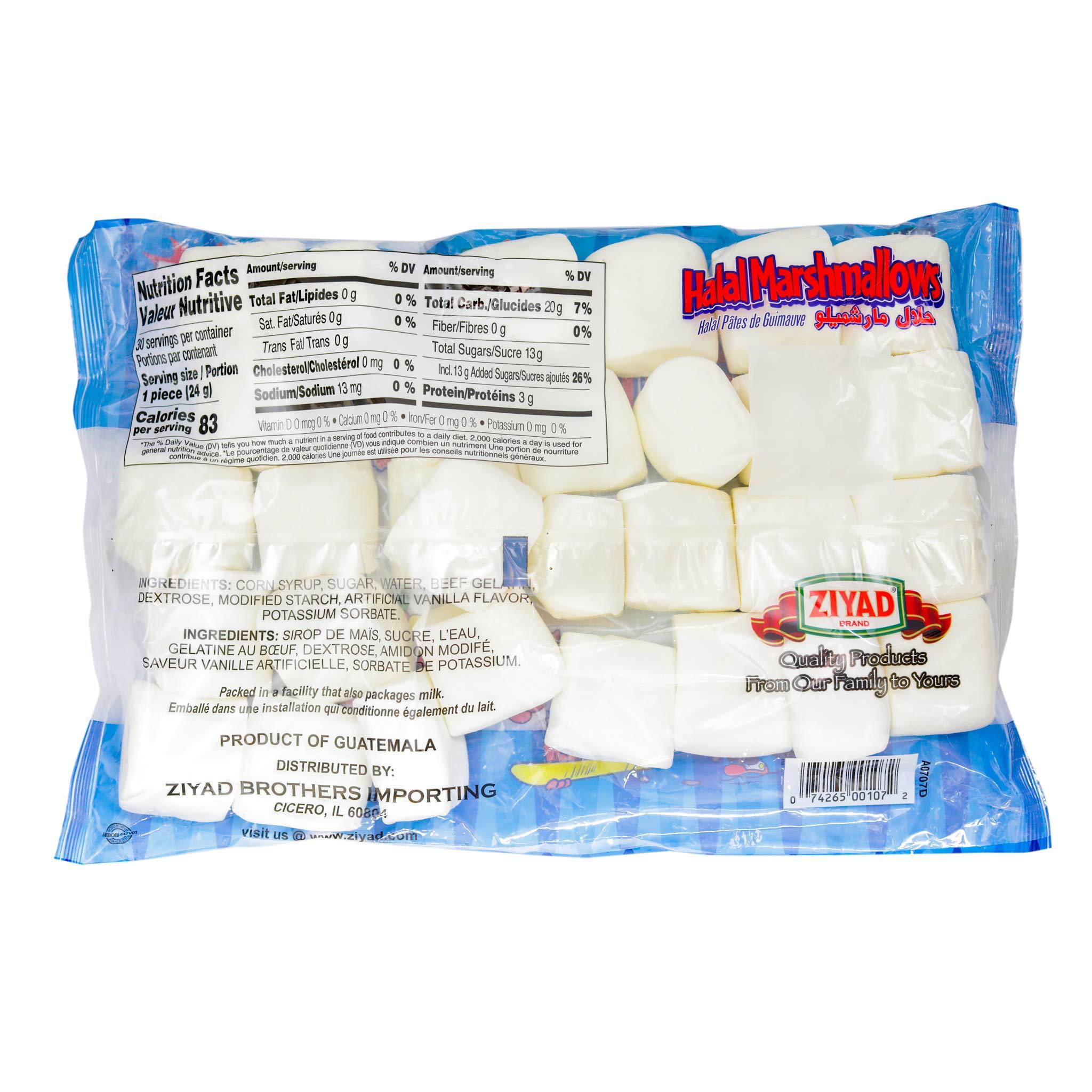 Ziyad Ziyad Gourmet Halal Giant Marshmallows in Jumbo Bag, Delicious Sweet Treat, Pork-Free, Egg-Free, Dairy-Free, Gluten-Free, Perfect for Holidays and Smores! 25oz