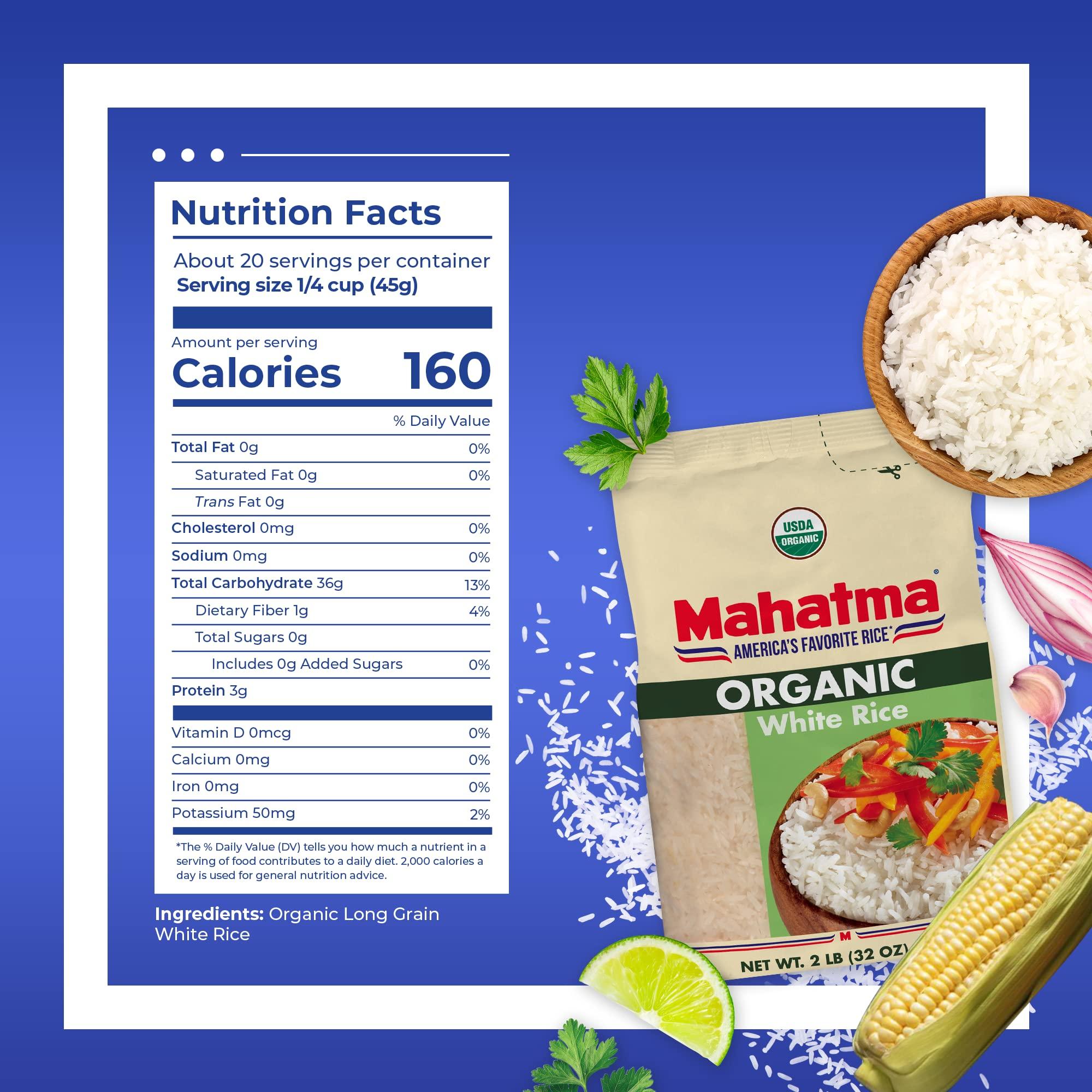 Mahatma Mahatma Organic White Rice, 32-Ounce Bag of Rice, Stovetop or Microwave Rice in 20 Minutes