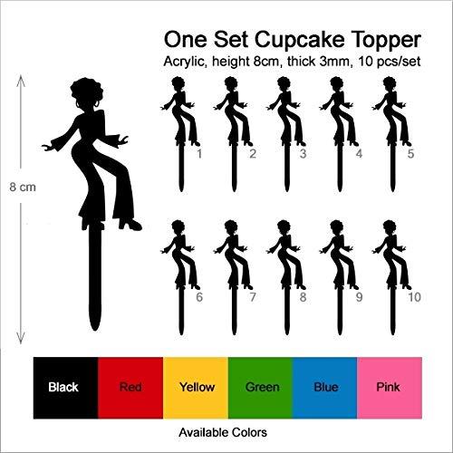jjphonecase TA0900 Disco Dance Silhouette Party Wedding Birthday Acrylic Cupcake Toppers Decor 10 pcs