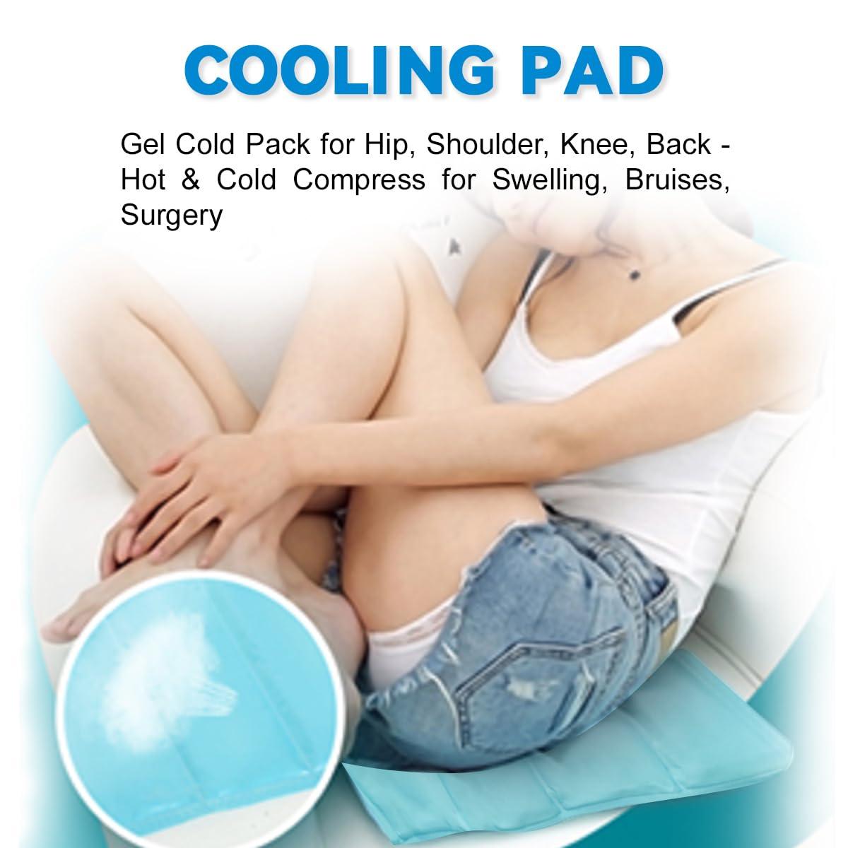 HI FINE CARE Ice Cooling Mat, Gel Cooling Cold Mat Pain Relief, Injuries Mesh Fabric Hot Cold Therapy Pack for Back, Shoulder, Knee, Belly Green 18in×18in (Green)