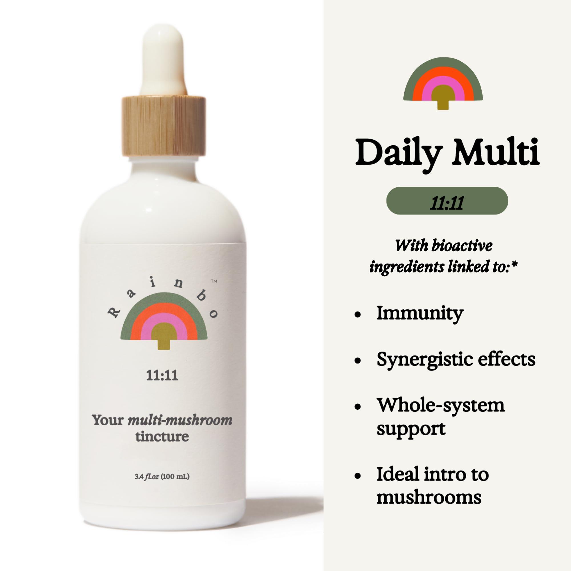Rainbo Rainbo Mushroom Bundle, 11:11 Multi Mushroom Extract + Chaga Mushroom Tincture, Dual Extract Daily Mushroom Tinctures for Comprehensive Immune Support, Vegan Liquid Mushroom Supplements