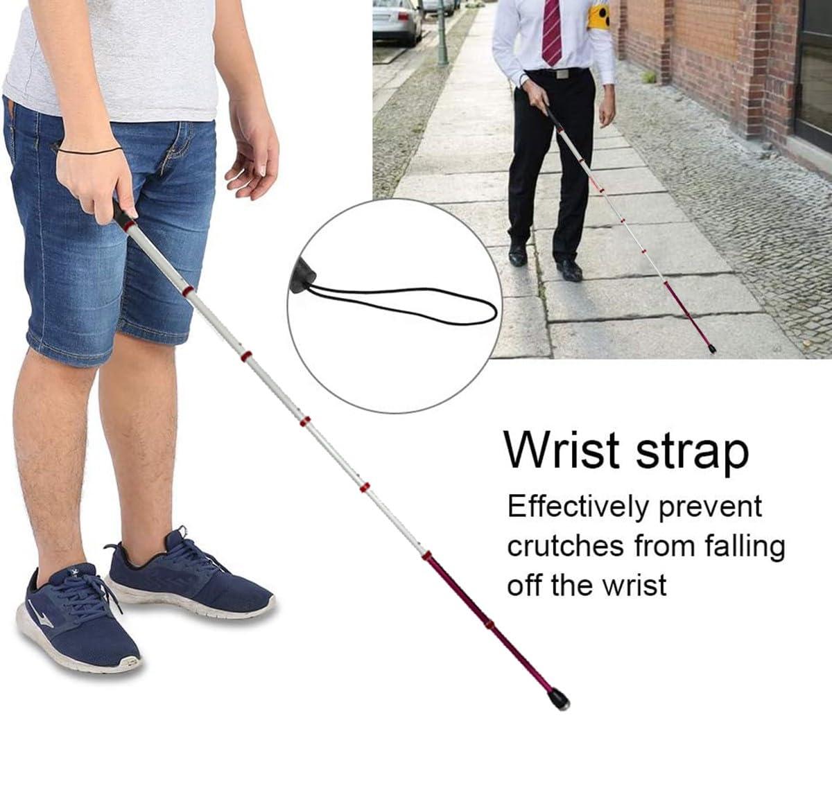 JDKMNE Walking Cane for The Visually Impaired and Blind, 8 Sections Blind Cane with Reflective(Figure 2), Titanium Alloy Telescopic Blind Walking Stick (139.5cm/55in)