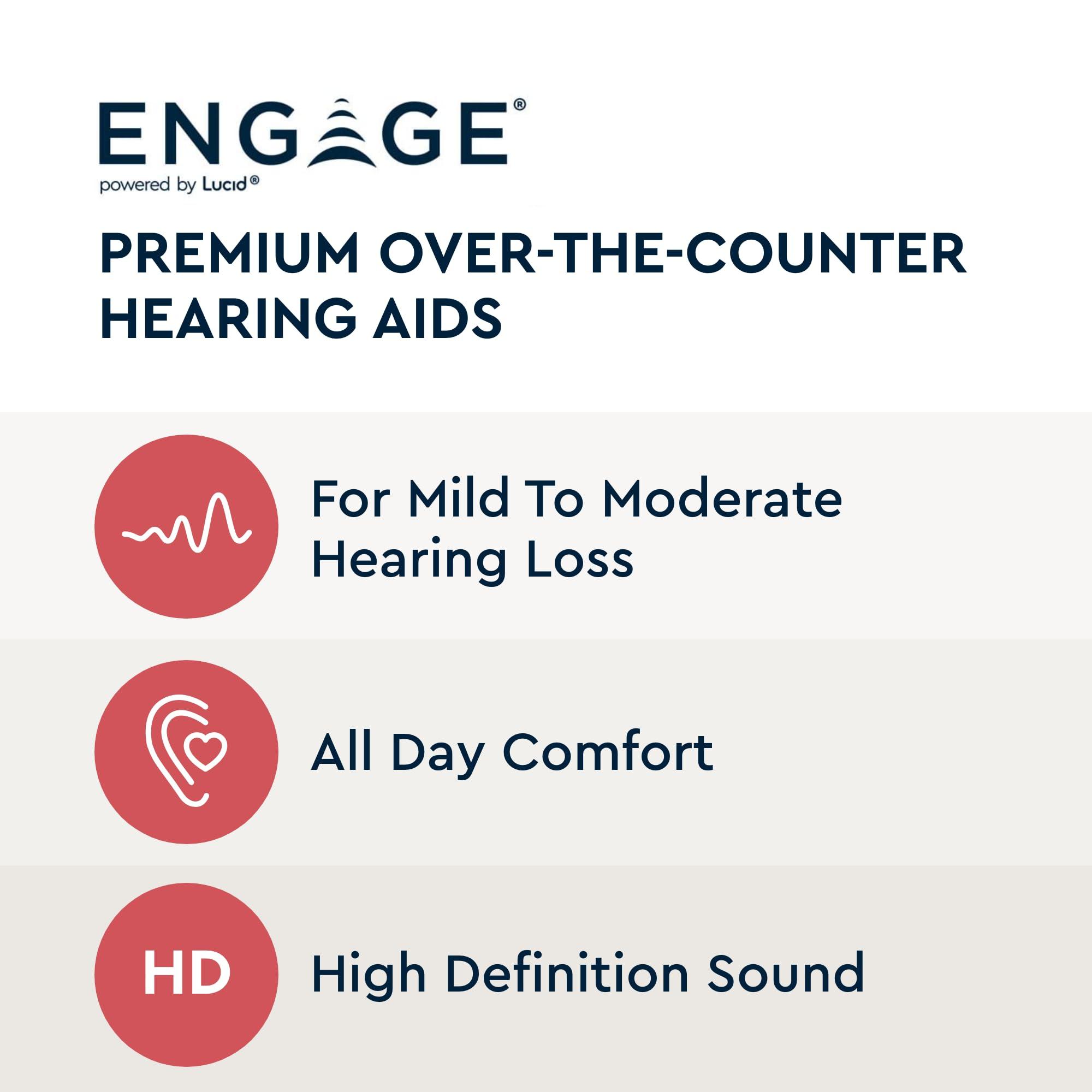 Lucid Hearing Lucid Hearing Engage Premium OTC Hearing Aids (Compatible with iPhone, Black)