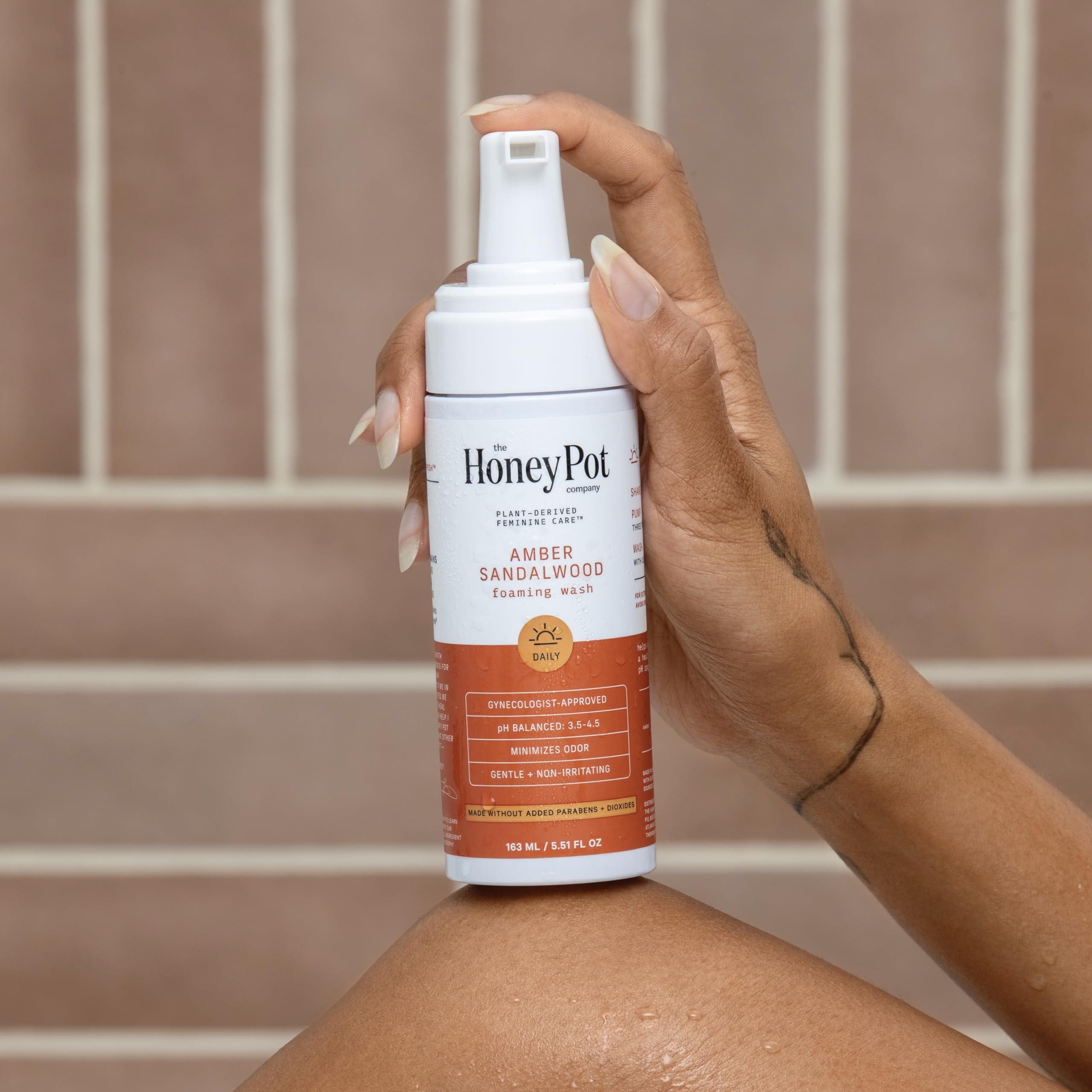 The Honey Pot Company The Honey Pot Company - Feminine Wash - Herbal Infused - Sensitive Skin Types - PH Balanced Plant Based Hygiene Products - Amber Sandalwood - 5.51 Fluid Oz.