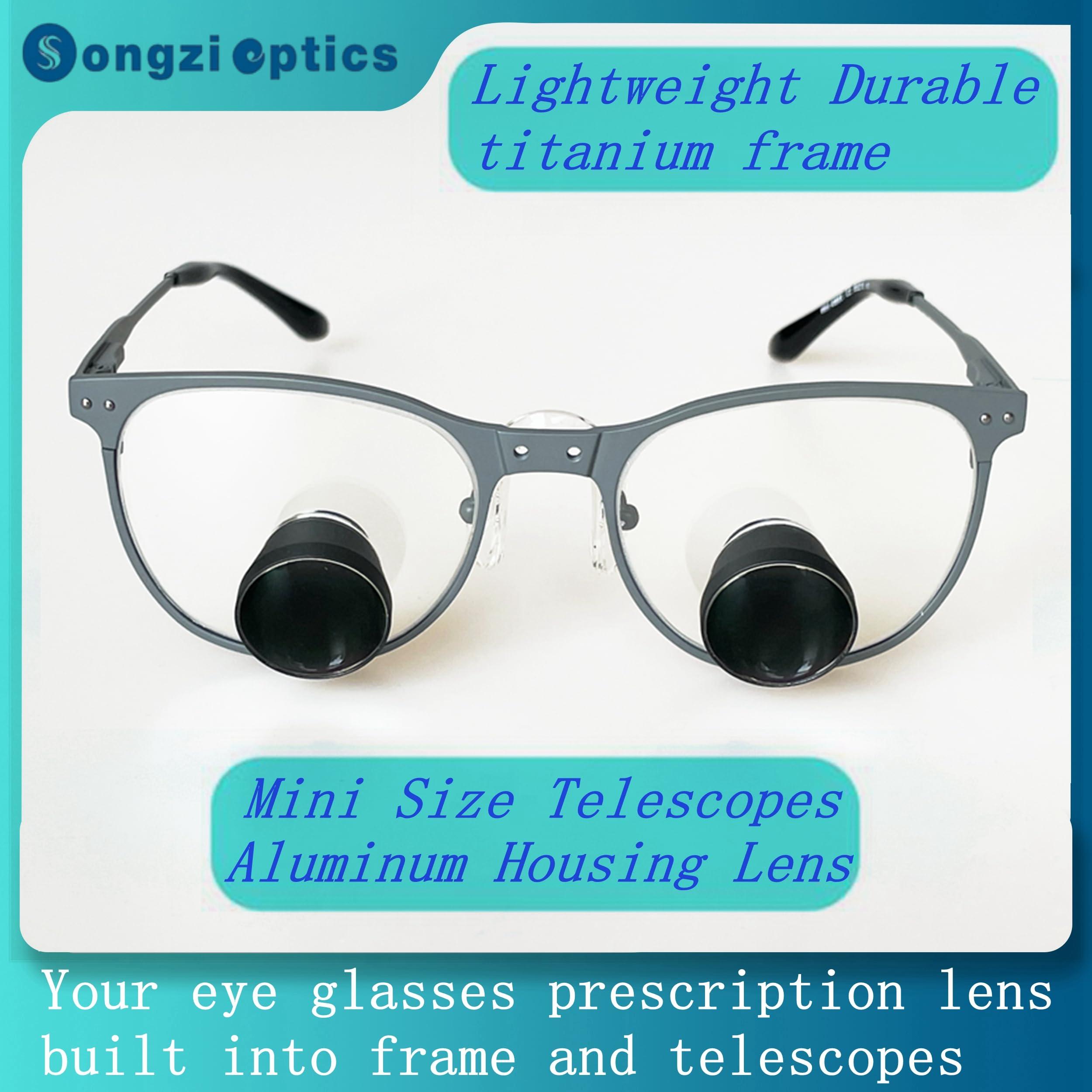 Songzi Optics Songzi Optics Mini Size Telescopes 2.5X 3X 3.5X Optional Gray Titanium Frame TTL Dental Surgical Loupes Customized PD (Near Pd 60mm, Magnification:3X)