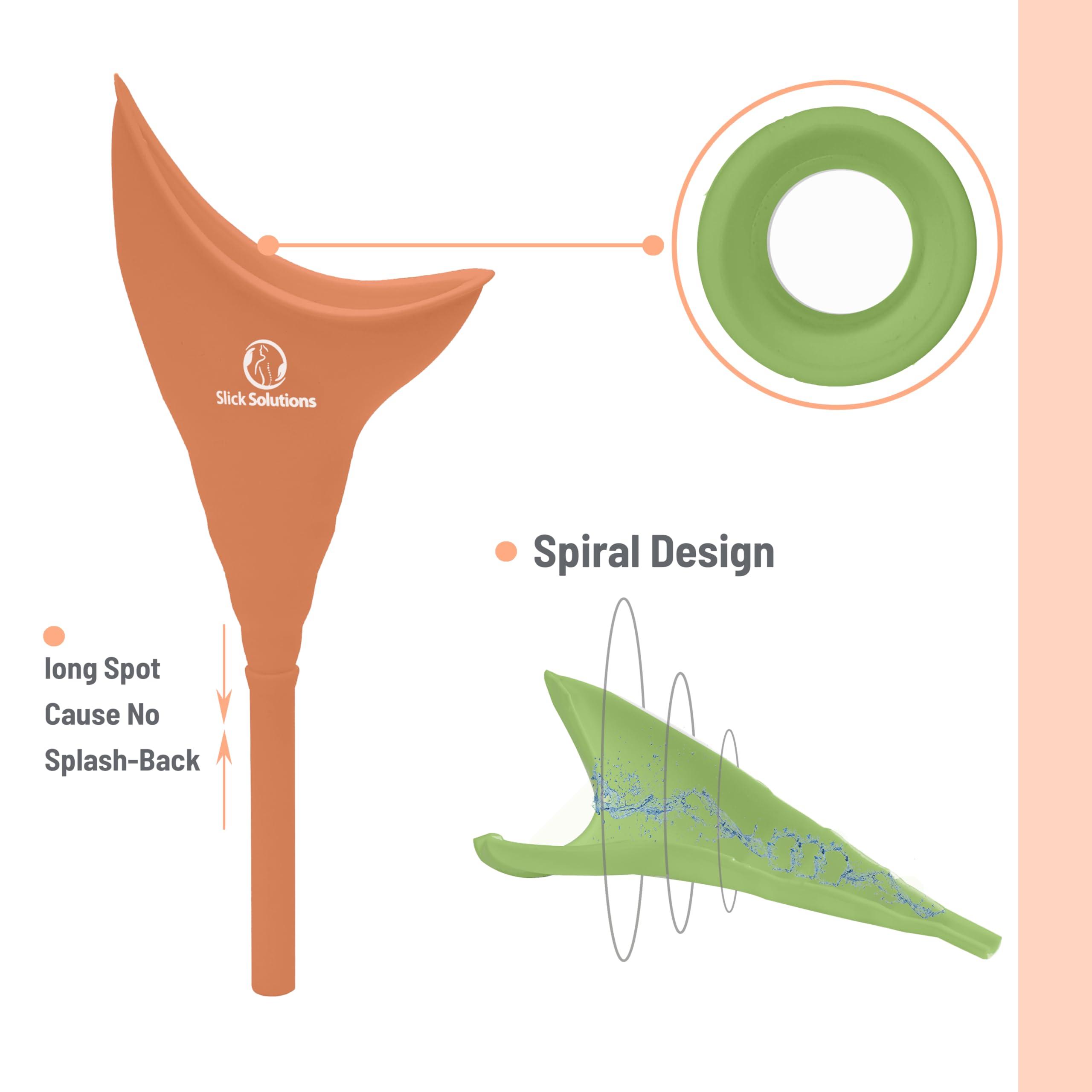Slick Solutions Slick- Female Urination Device, 2 pcs, Female Urinal, Urinal for Women, Pee Funnel for Women, Womens Pee Funnel, Portable Urinal for Women, Female Pee Funnel, Womens Urinal Funnel, Womens Urinal