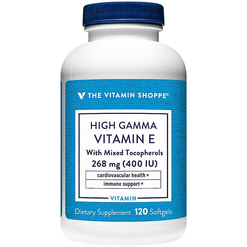 The Vitamin Shoppe High Gamma Vitamin E - Supports Immune & Cardiovascular Health - 400 IU (120 Softgels)