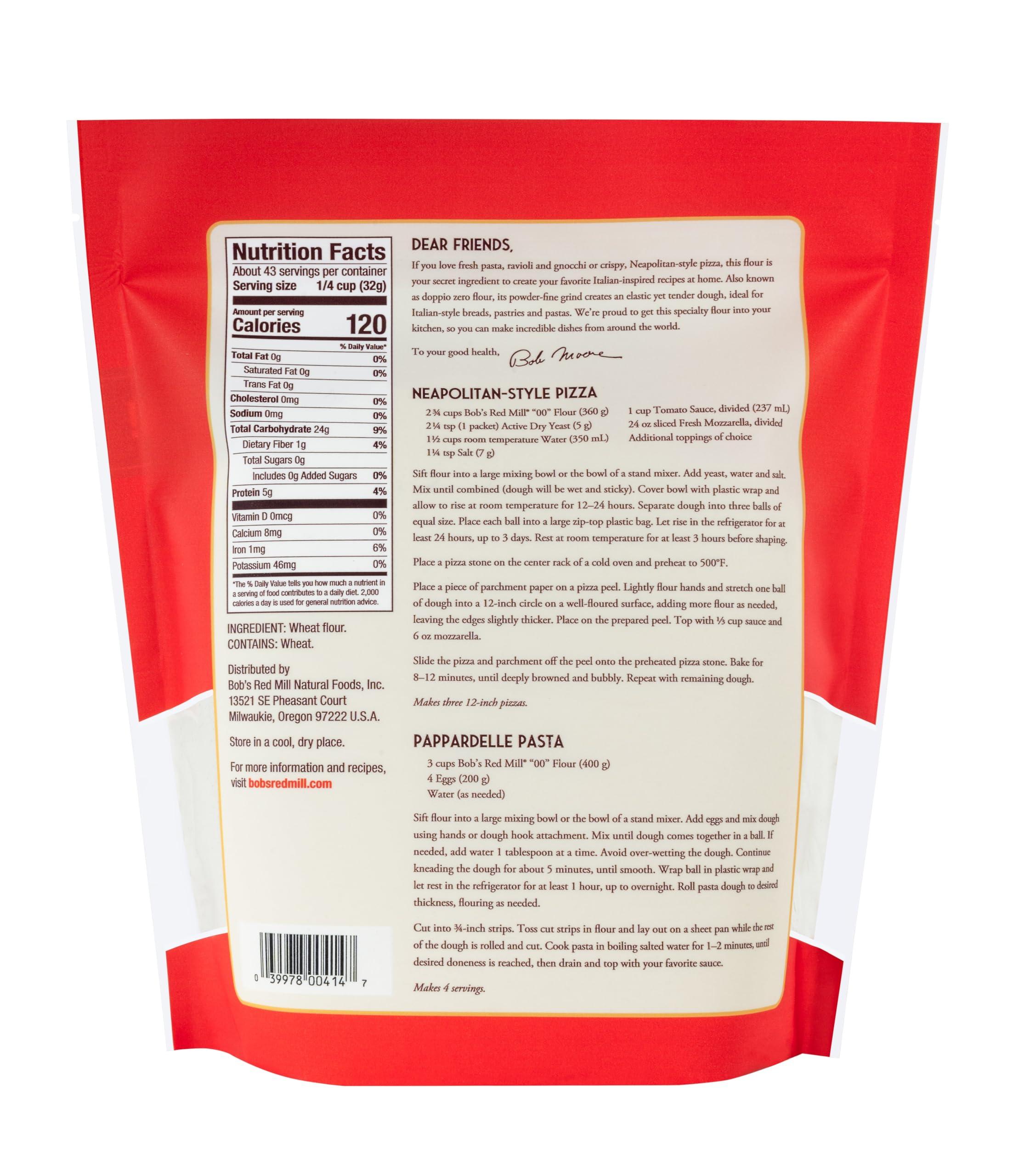 Bob\'s Red Mill Bob\'s Red Mill 00 Pizza Flour, Premium Italian Style - 3 Pound (Pack of 4) - Pizza and Pasta Flour, Kosher, Non-GMO