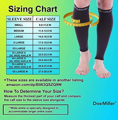 Doc Miller Doc Miller Calf Compression Sleeve Women and Men- 20-30 mmHg - 2 Pairs Calf Sleeve for Surgery Recovery Maternity Shin Splints Varicose Veins and Calf Injuries - Small Size - Black Color