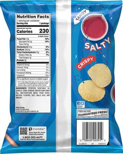 Lay\'s Lay\'s Potato Chips, Salt & Vinegar, 1.5-Ounce Large Single Serve Bags (Pack of 64)