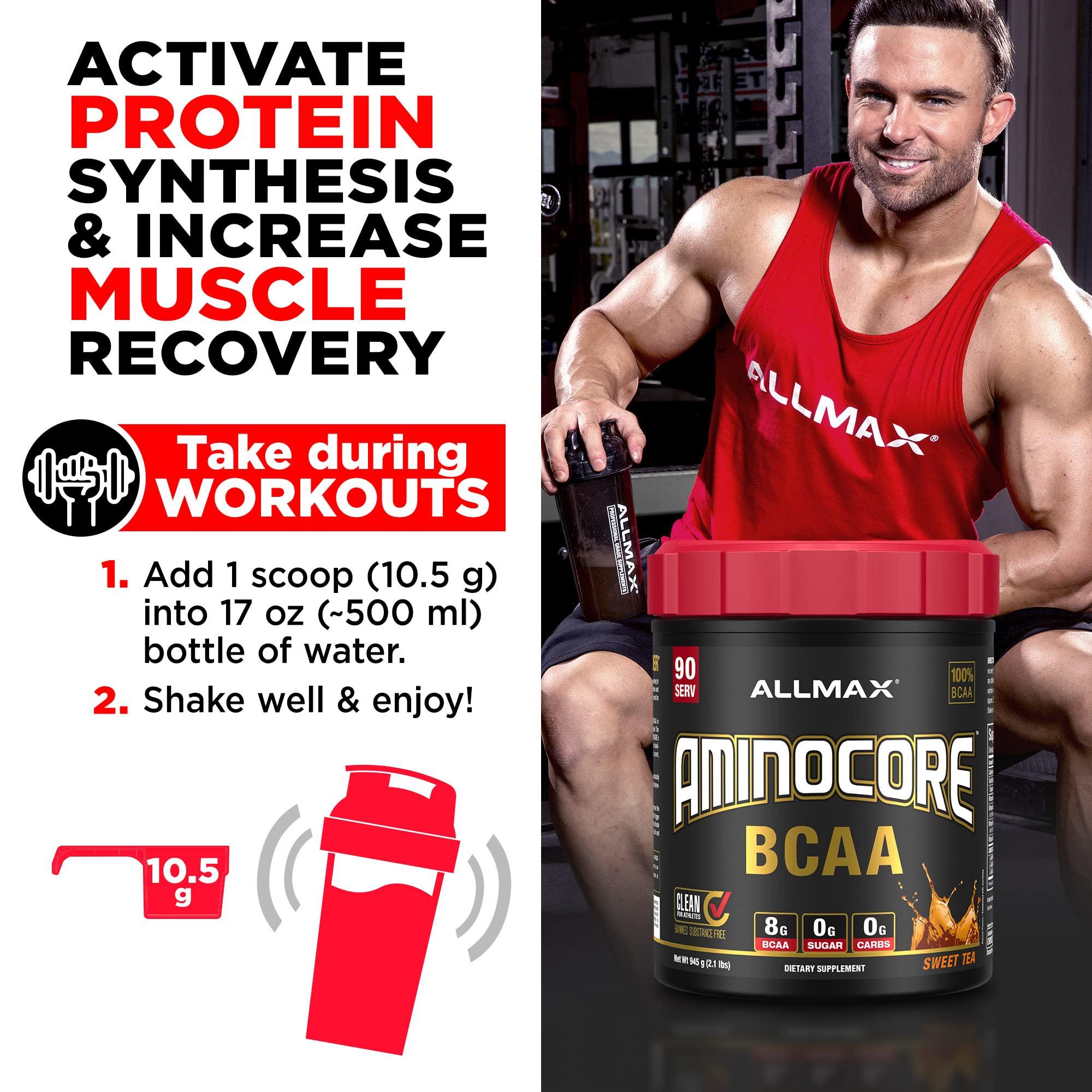 ALLMAX Nutrition AMINOCORE BCAA 8G BCAAs 100% Pure Branch Chained Amino Acids Gluten Free - Watermelon - 315 Gram
