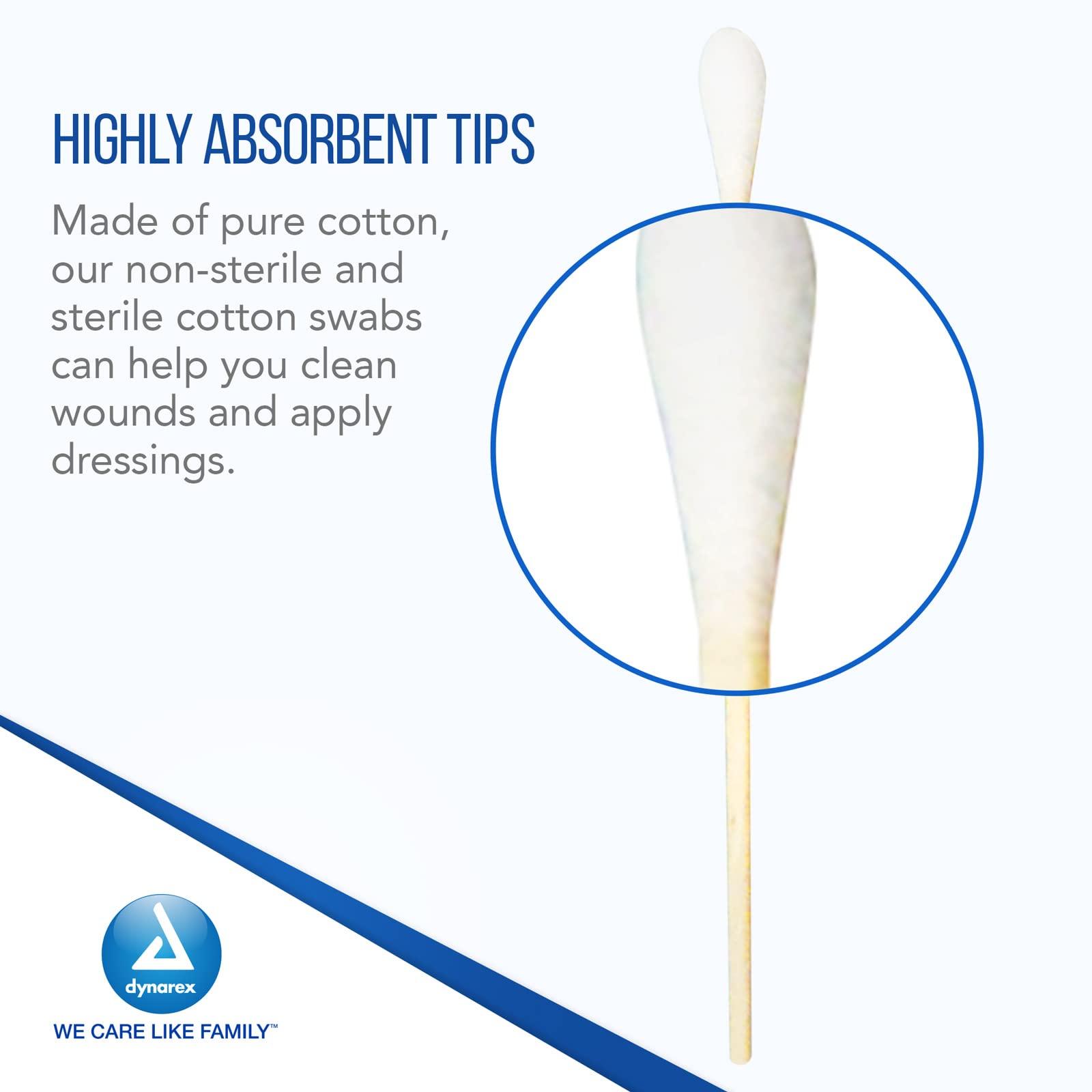 Dynarex Dynarex 4305 Sterile Cotton Tipped Applicator,6\" Length, Single-Use Wooden Cotton Tip Applicator for Wound Care & Dressing, Hygiene, Make Up, Cleaning Tool, Jewelry, Pack of 2000