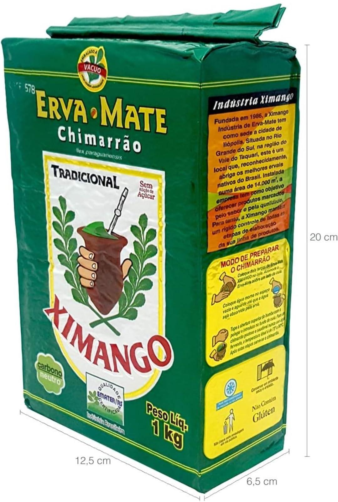 Brazil in Texas Erva Mate tradicional sem acucar para Chimarrao Brasileiro Ximango | Pack of 2x1Kg | Bundle by Brazil in Texas