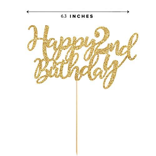 MAGJUCHE Gold Glitter Happy 2nd birthday cake topper, Gold 2 years old birthday party decorations, girl or boy birthday cake toppers