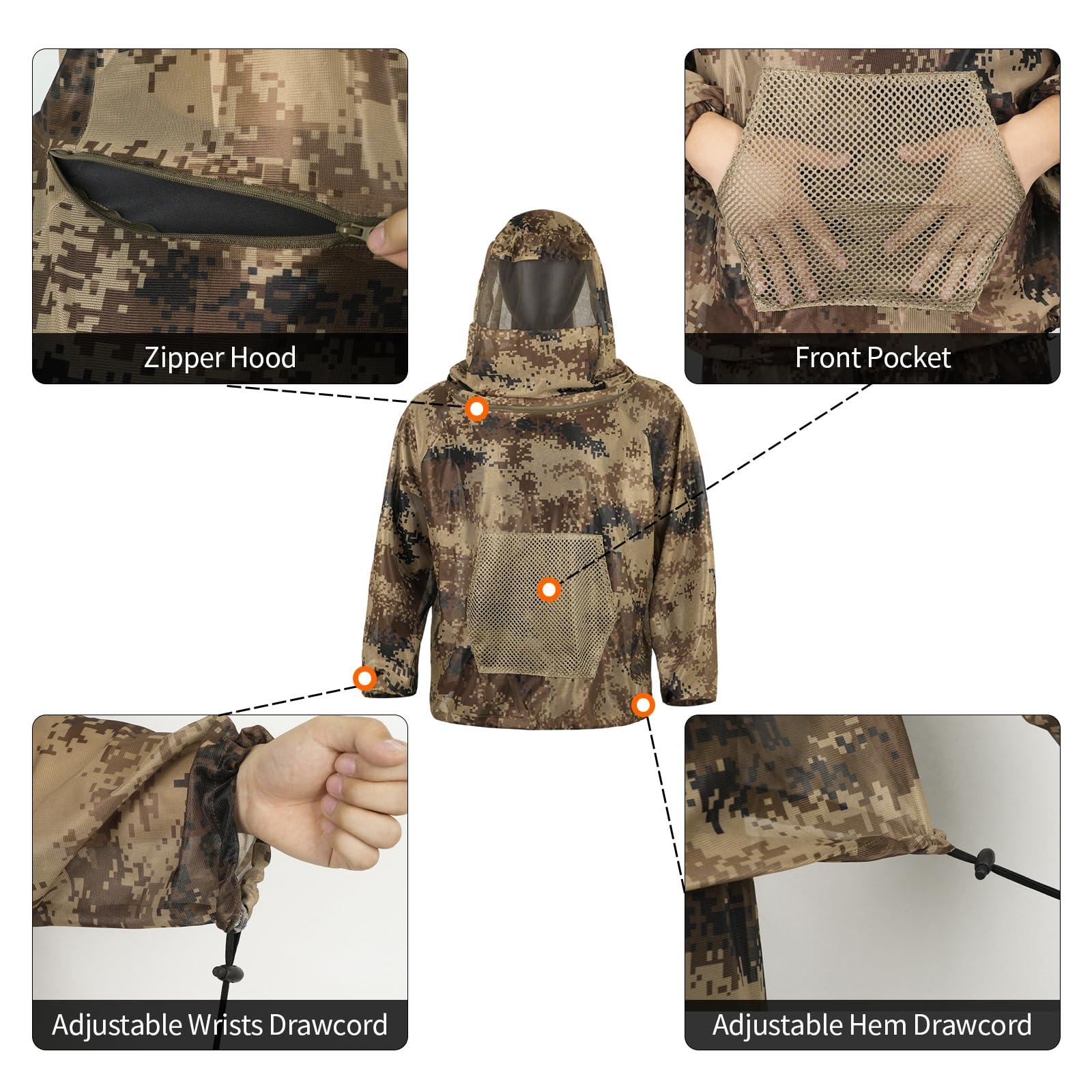 LOOGU LOOGU Mosquito Suits, Net Bug Pants & Jacket Hood Sets - Ultra-fine Mesh - With Fishing, Hiking, Camping and Gardening