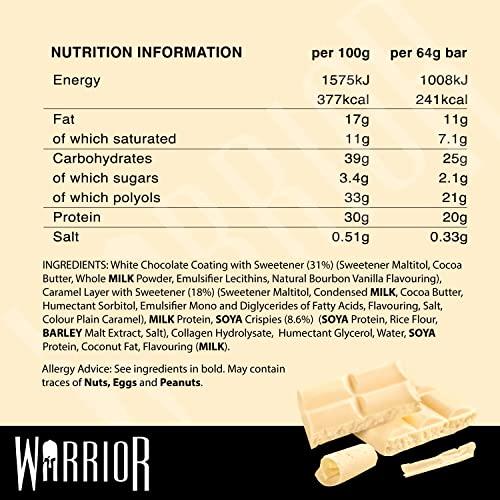 Warrior Supplements Warrior Crunch High Protein Low Carb White Chocolate Crisp Bar, 64 g, Pack of 12