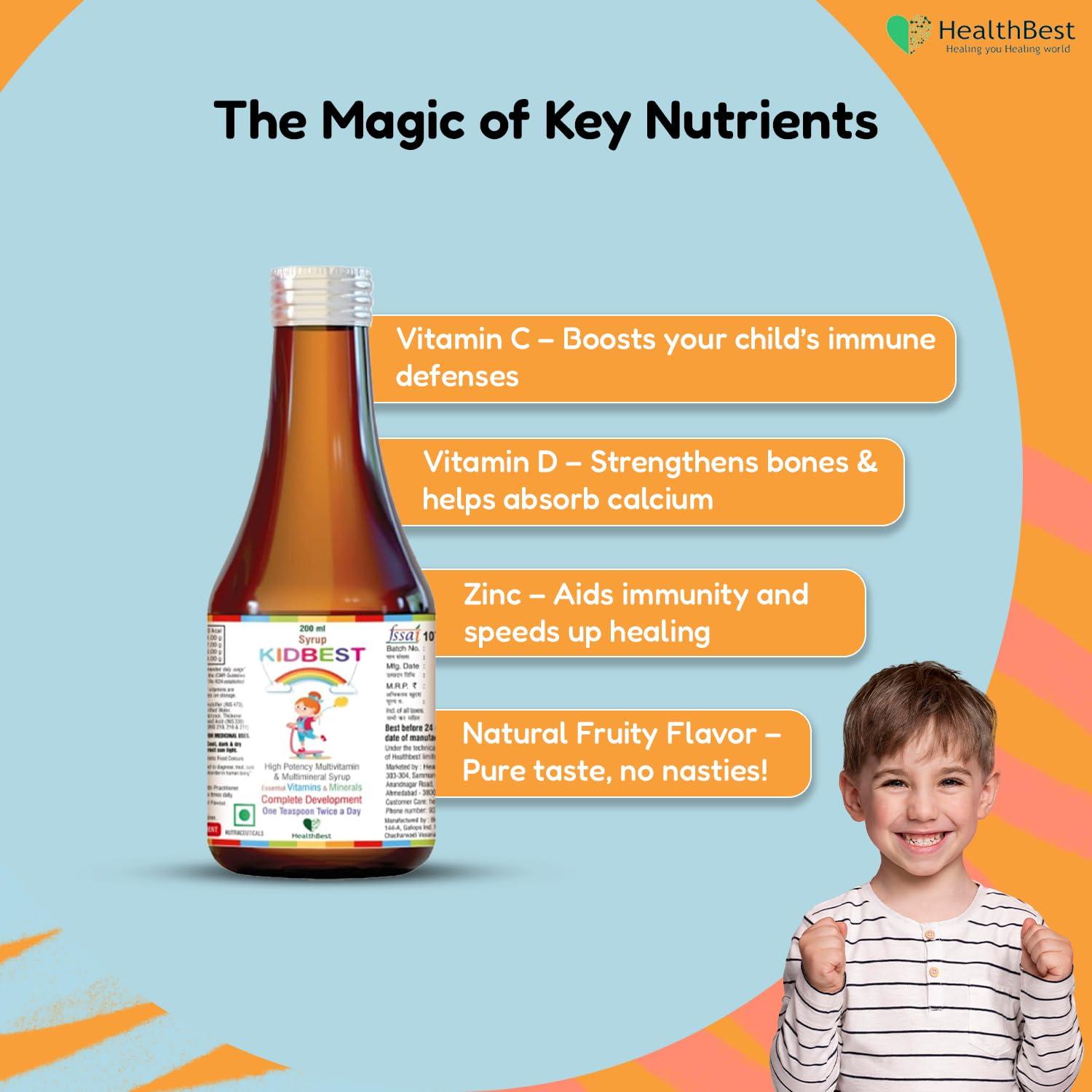 HealthBest HealthBest Kidbest Multivitamin Syrup for 3-13 Years Kids | 200ml