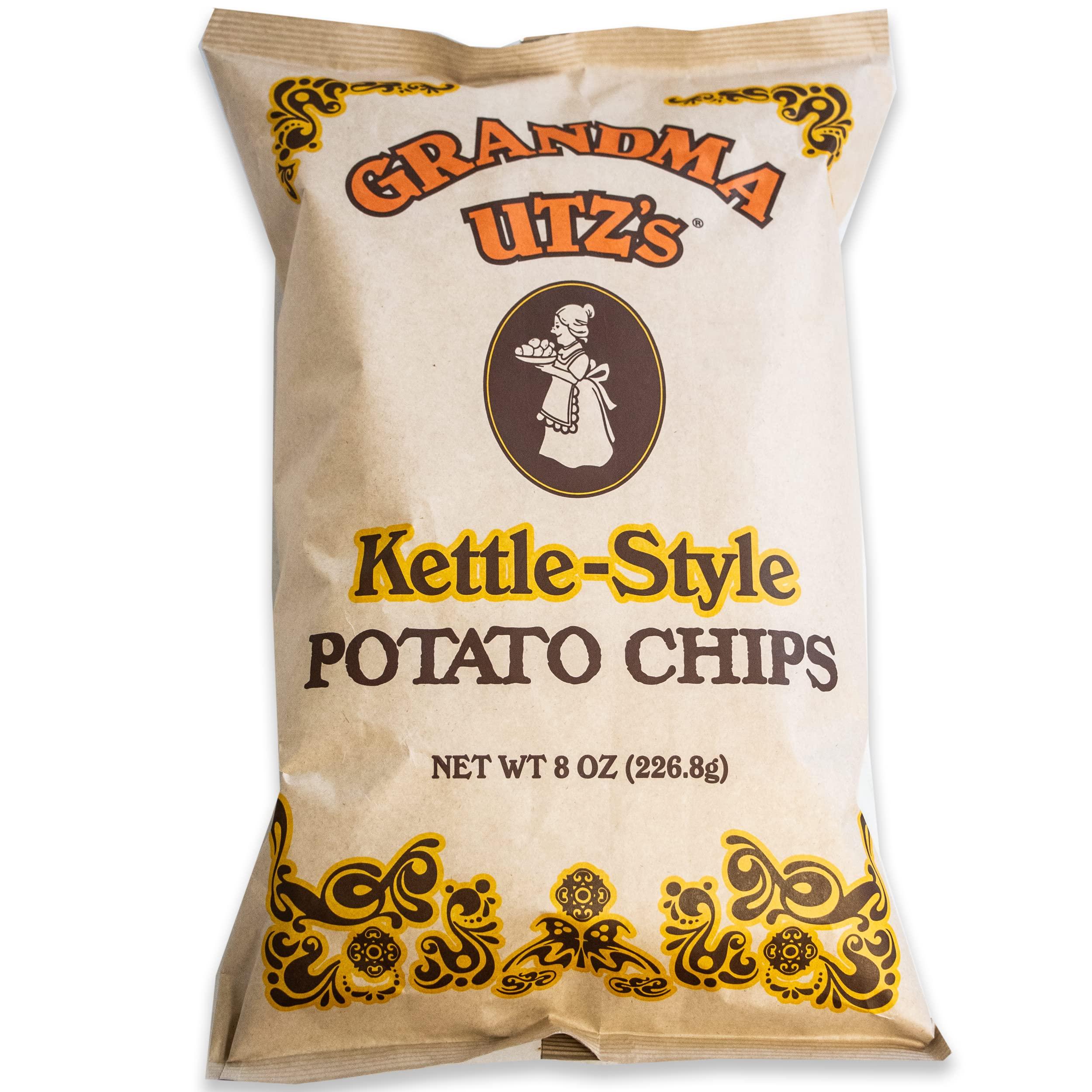 Circle of Drink Grandma Utz Chips - Variety Pack - Utz Grandma BAR-B-Q Chips (3, 8oz bag) - Utz Kettle Style Potato Chips (3, 8oz bag) - Zapp\'s Tangy New Orleans Kettle-Style Potato Chips (1, 8oz bag) - 7 Items Total