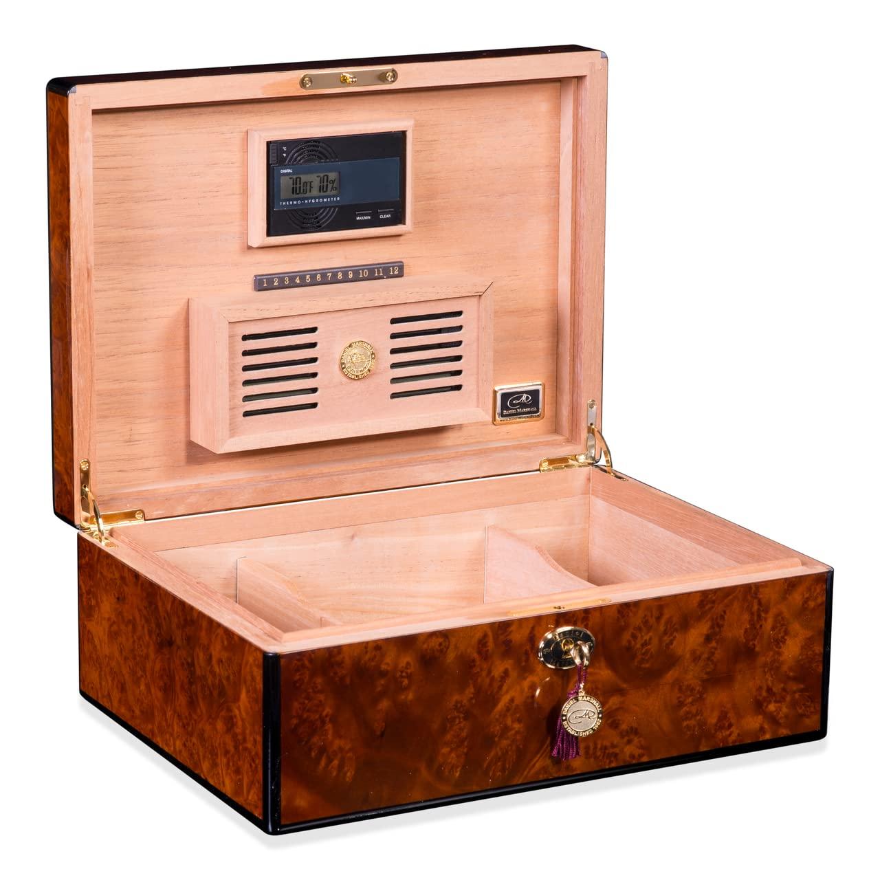 Daniel Marshall Daniel Marshall 30125 Signature Series 125-Cigar Humidor w Tray - Precious Burl Wood