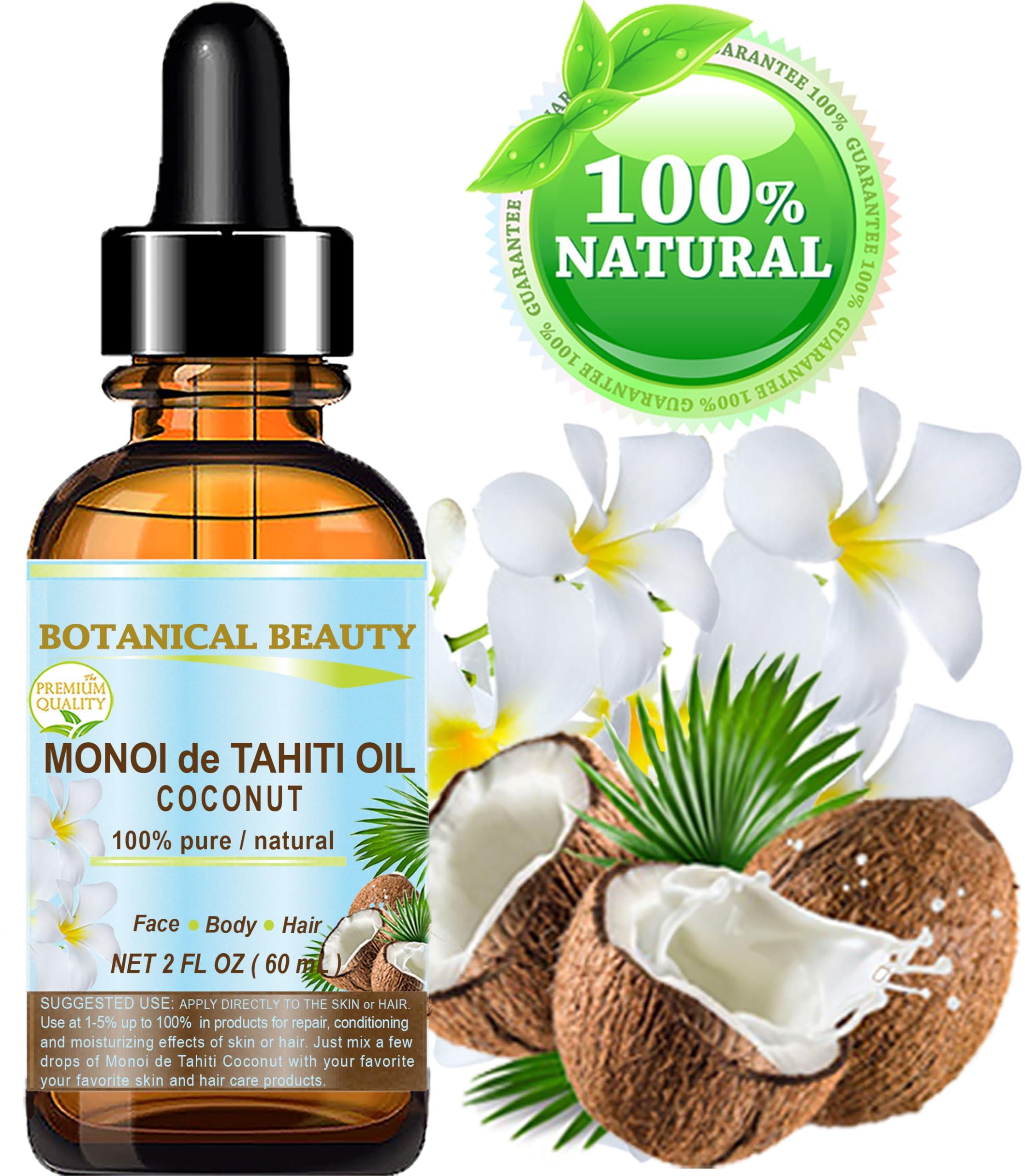 Botanical Beauty Botanical Beauty MONOI de TAHITI OIL COCONUT 100% Pure Natural Virgin Unrefined RAW 2 Fl. Oz.- 60 ml for FACE, SKIN, BODY, HAIR, NAILS