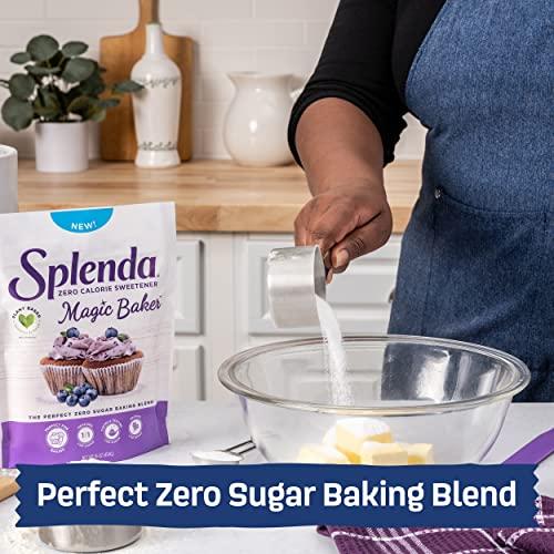 SPLENDA SPLENDA Magic Baker Zero Calorie Plant Based Granulated Baking Blend with Stevia, Erythritol and Allulose – Zero Sugar, Keto Friendly, 1lb (16 oz) Pouch (Pack of 1), White