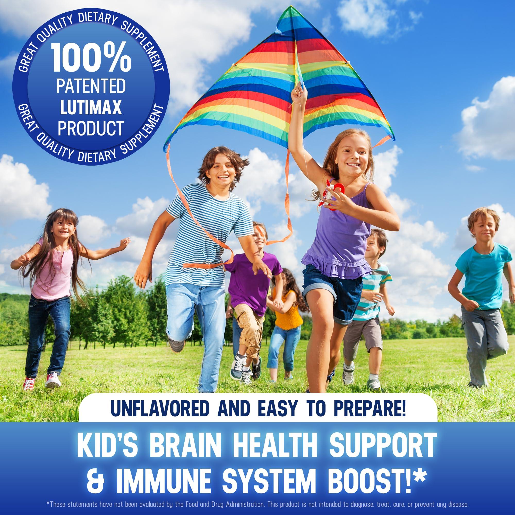 Luti Lutimax Pediatric Powder Brain Supplement with Luteolin, Rutin & LTheanine - Kids Memory, Focus, Muscle & Immune Support Brain Supplement - Nootropic Antioxidants for Brain Health Support 100 Serving