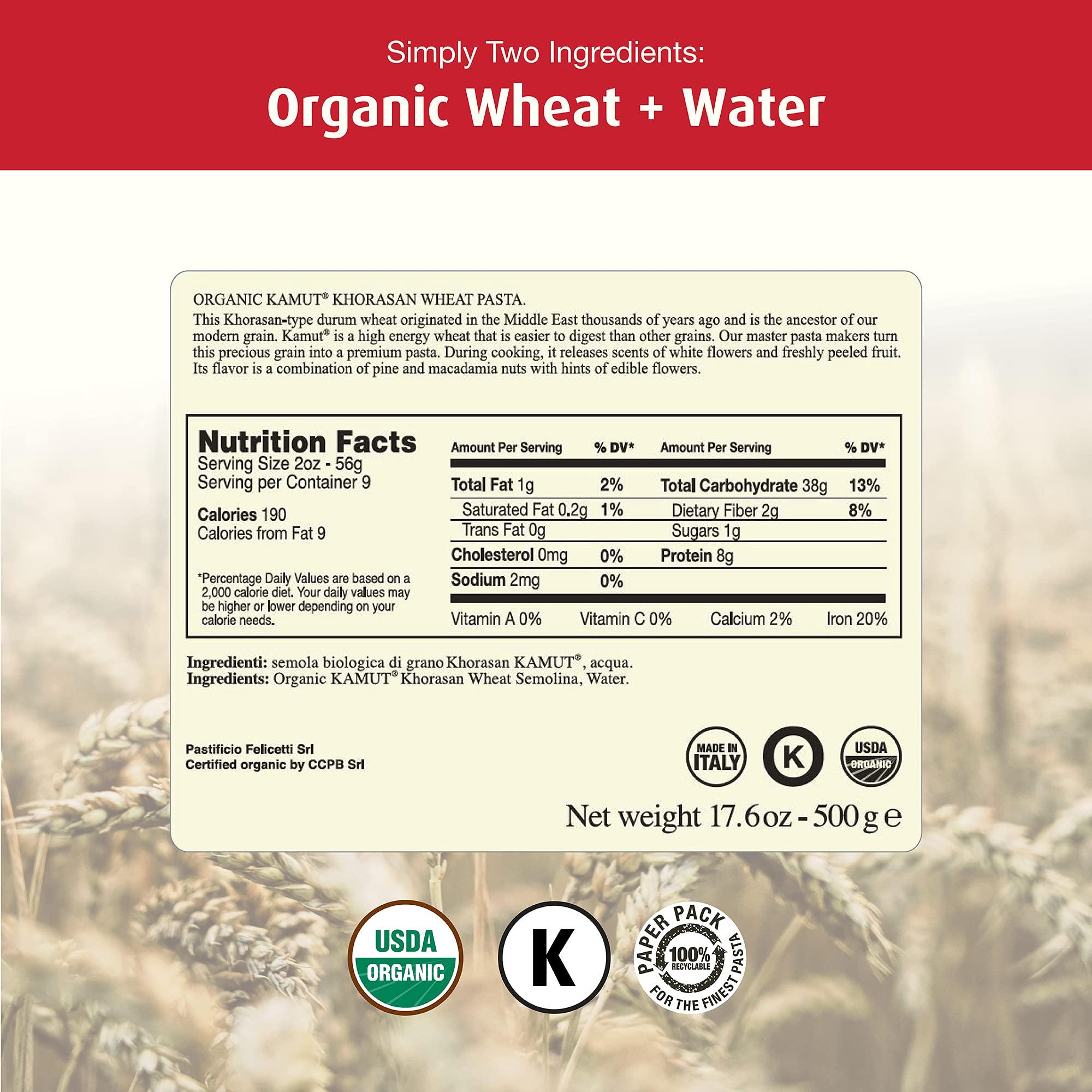 Monograno Felicetti Monograno Felicetti Kamut Penne Rigate Pasta Italian Organic Non-GMO 17.6oz (500g) 4 Pack