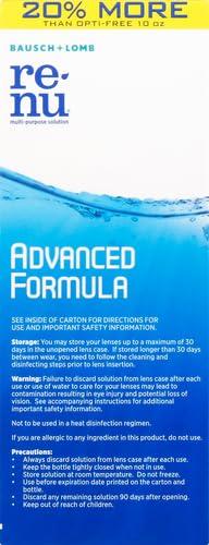 Renu Renu Contact Lens Solution Multipurpose Disinfectant, Advanced Formula Lens Cleaner, Cleans & Moisturizes Soft & Silicon Hydrogel Lenses, 12 Fl Oz