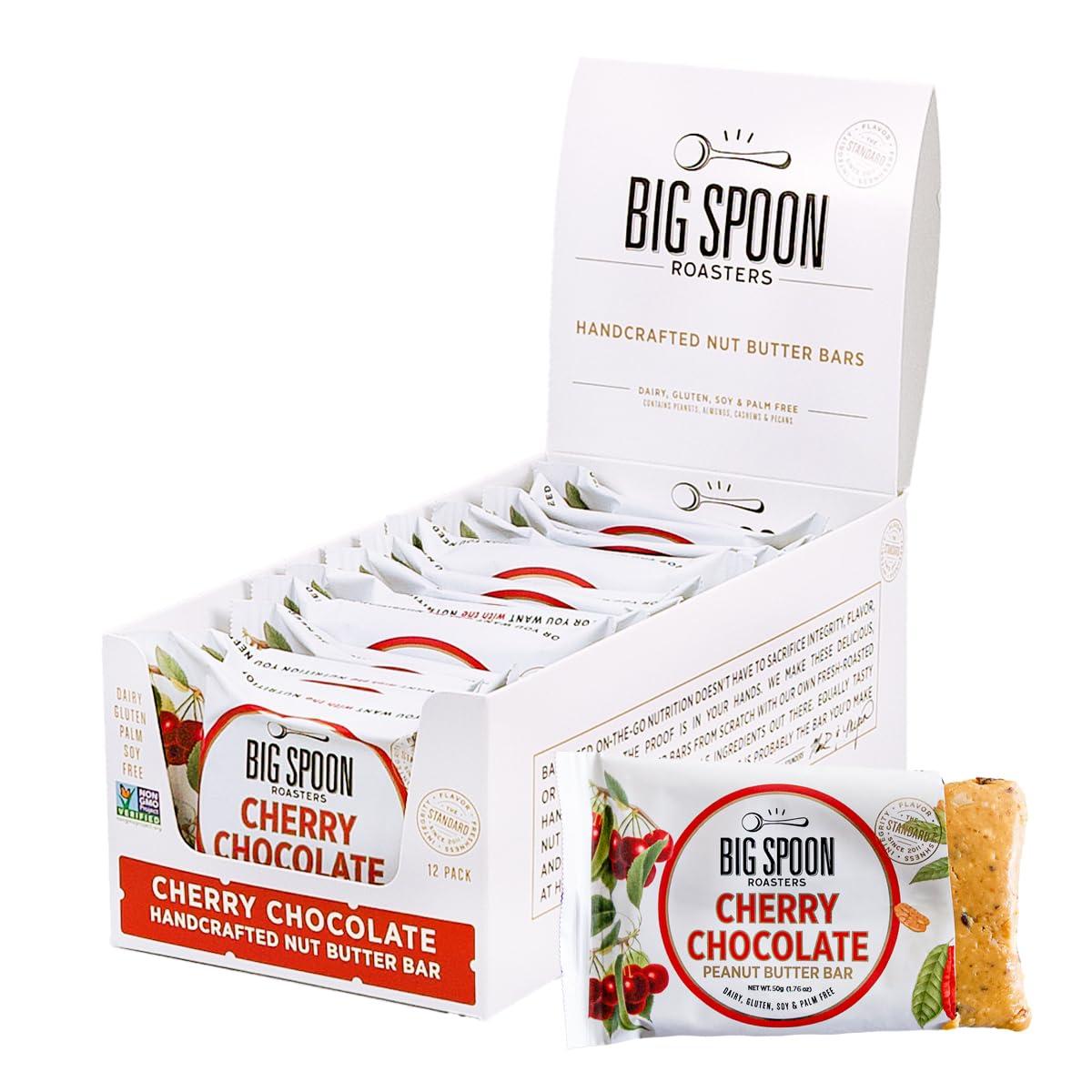 Big Spoon Roasters Big Spoon Roasters Nut Butter Bars Low Carb, High Protein Bars with Non GMO Pea Protein Energy Bars with Peanut & Pecan Butters Gluten Free, Soy Free, Lean Protein Bars 12 Count 1 Case Cherry Pecan