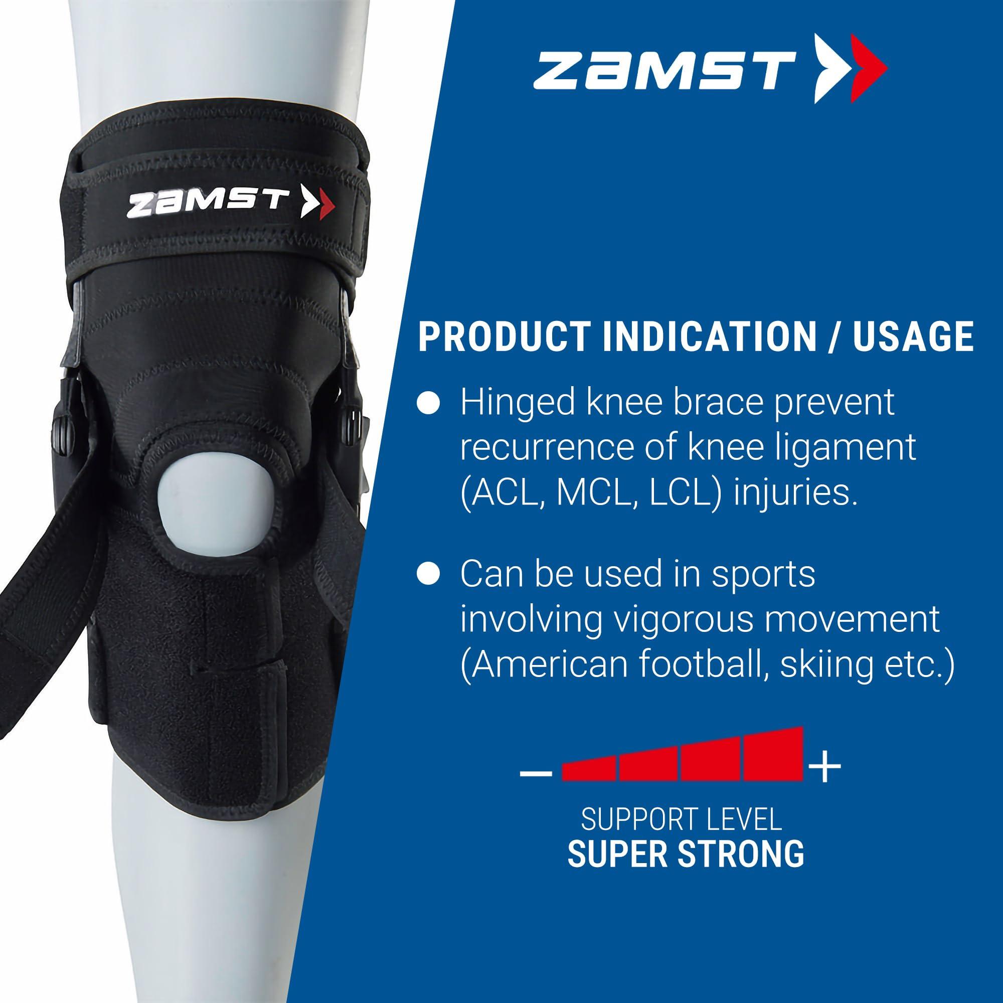 Zamst Zamst ZK-X Sports Knee Brace With Metal Hinges Protecting the Knee Ligaments For Moderate Sprains Of the ACL, MCL, LCL-for Basketball, Volleyball, Soccer, Football, Lacrosse, Ice Hockey-Black, 2XL