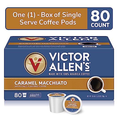 Victor Allen Victor Allen\'s Coffee Caramel Macchiato Flavored, 80 Count, Medium Roast, Single Serve Coffee Pods for Keurig K-Cup Brewers