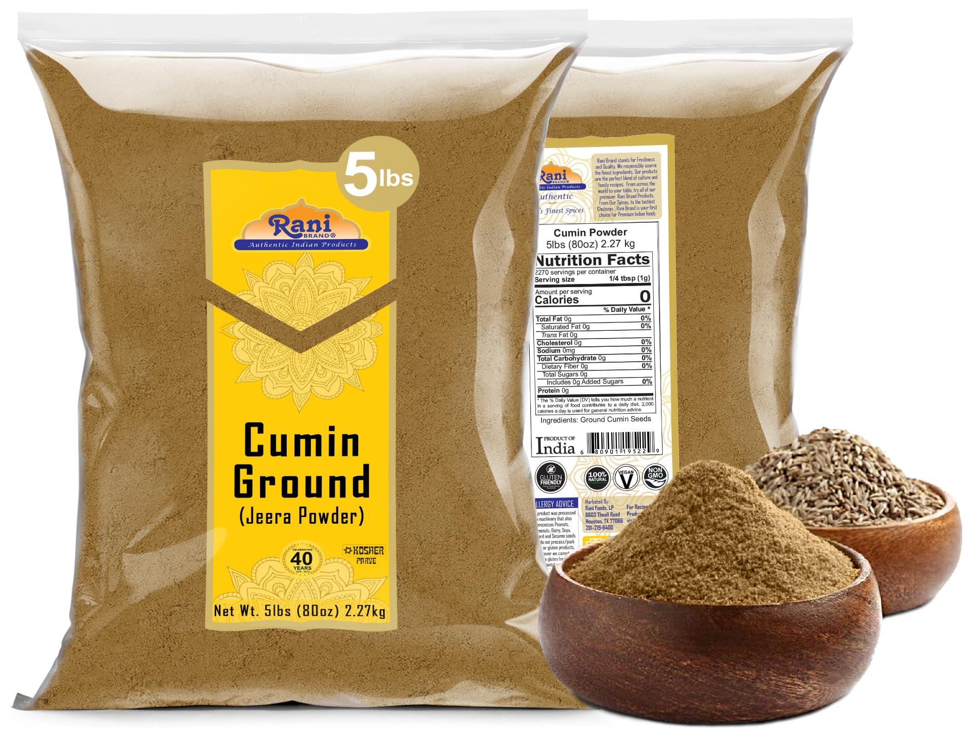 Rani Brand Authentic Indian Products Rani Cumin (Jeera) Powder Spice 80oz (5lbs) 2.27kg Bulk ~ All Natural | Vegan | Gluten Friendly | NON-GMO | Kosher | Indian Origin