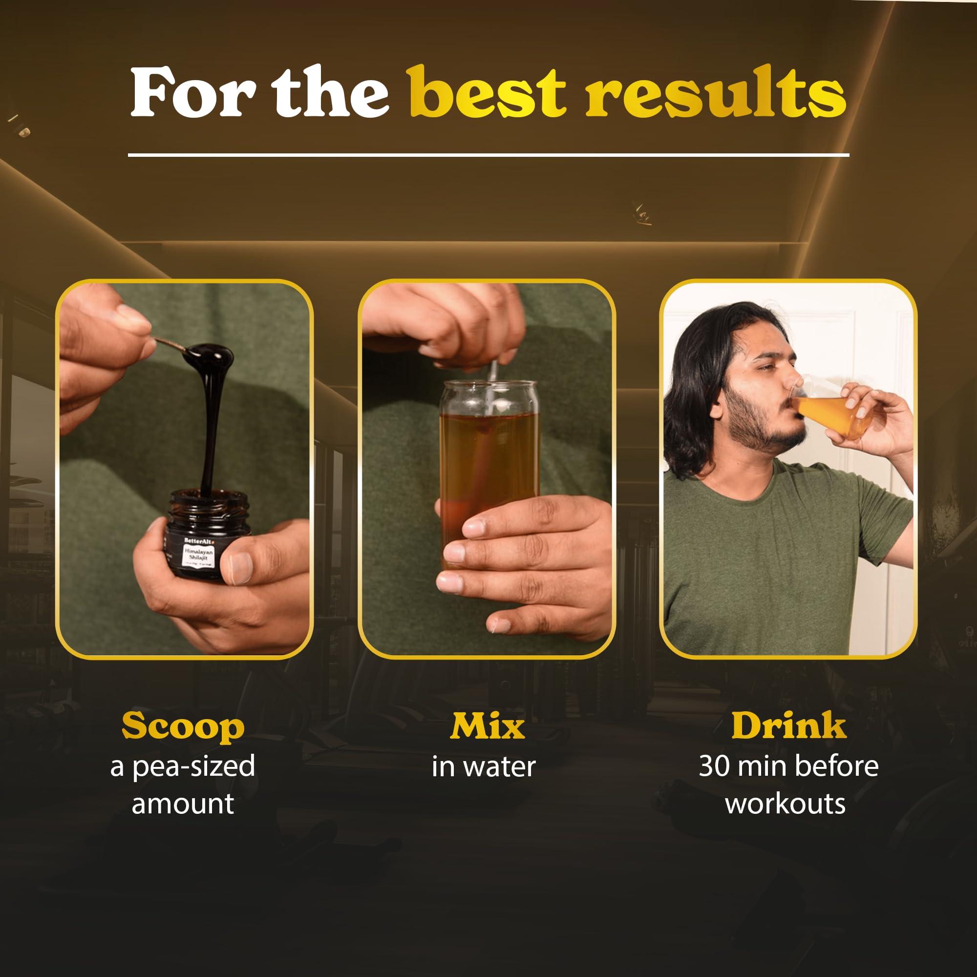 Better Alt Better Alt Pure Himalayan Shilajit Gold+ (Pack of 2) 60 gm| Enhances Recovery & Boosts Strength| 16,000 ft Sourced Blend with Ashwagandha, Safed Musli, Gokshura| Vegan & Lab Tested -600mg