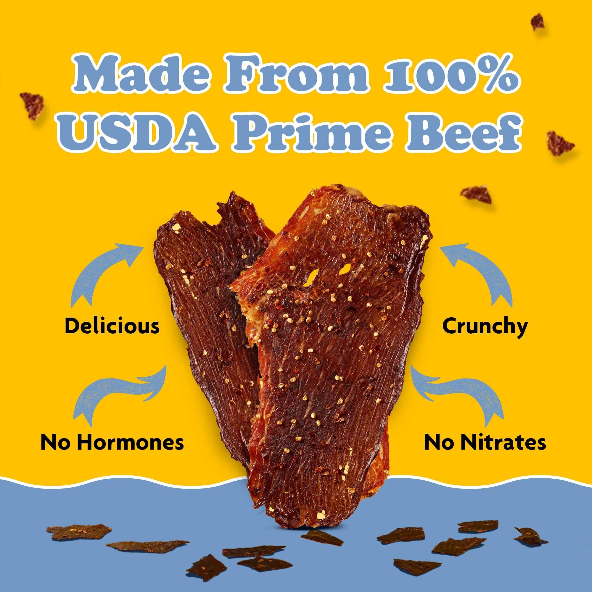 Yay\'s Yay\'s Snacks Sweet and Spicy Beef Crisps | Crispy, Crunchy, High Protein Snacks | Mild Beef Jerky with 24G Protein Snacks Per Bag | Healthy Meat Snacks Non-GMO, USA Made - 3 Packs (1.75 Oz Each)