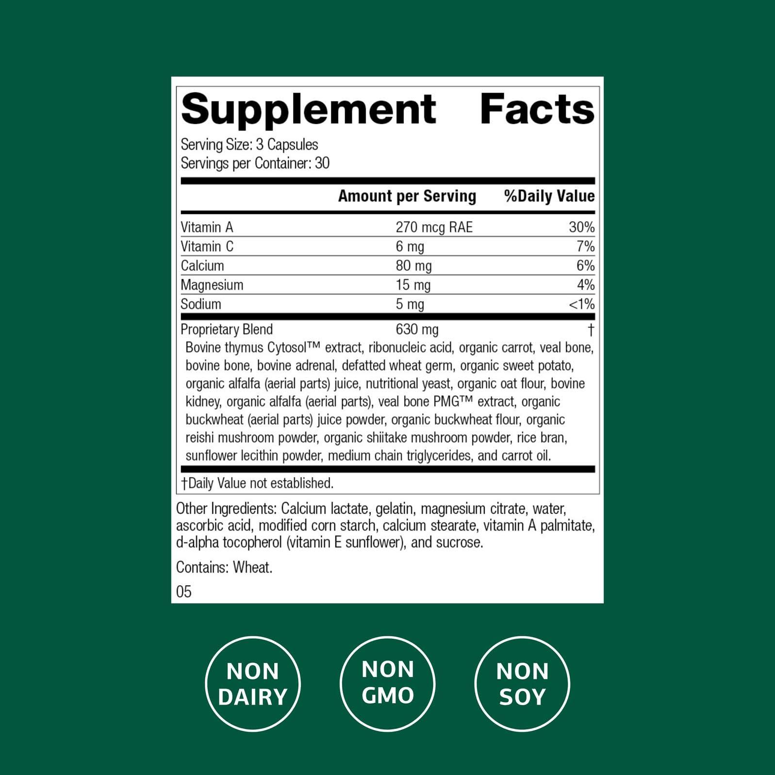 Standard Process Inc. Standard Process Congaplex - Thymus Gland Support Supplement - Support Immune Health with Calcium Lactate, Magnesium, Vitamin C & Vitamin A - Immune System Aid with Mushroom Powder - 90 Capsules