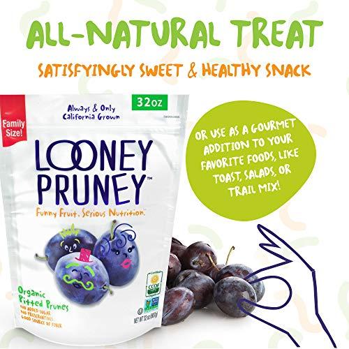 Looney Pruney Organic Pitted Dried Prunes for the Entire Family | Always California-Grown | Kosher | No Added Sugar & No Preservatives (32 oz) image-4