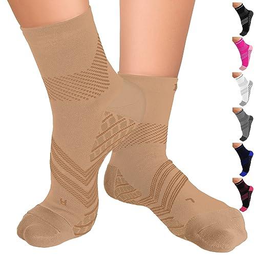 TechWare Pro TechWare Pro Plantar Fasciitis Socks Therapy Grade Targeted Cushion Compression Socks for Men & Women. Ankle Brace Foot Sleeve & Arch Support for Achilles Tendonitis & Heel Pain Relief Beg/Beg LRG