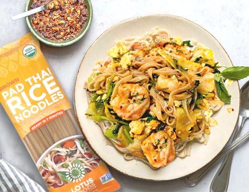 Lotus Foods Lotus Foods Organic Brown Rice Pad Thai Rice Noodles - Gluten Free Pad Thai, Heirloom Rice Noodles, Authentic Asian Noodles, Rice Noodles Thailand, USDA Organic, Non GMO - 8 Oz (Pack of 8)