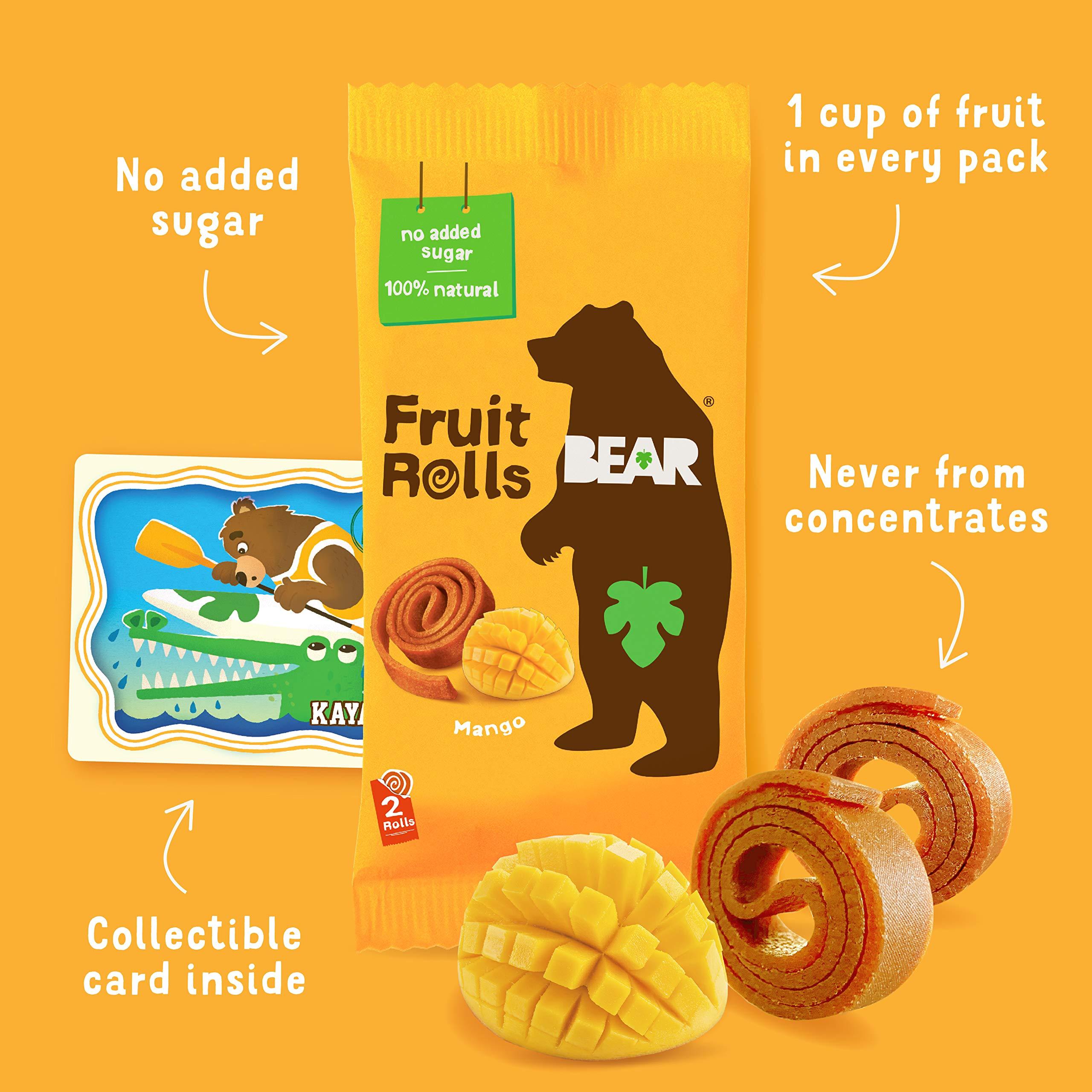 BEAR BEAR Real Fruit Yoyos, Mango, No Added Sugar, All Natural, Non GMO, Gluten Free, Vegan, Healthy On-The-Go Snack For Kids & Adults, 0.7 oz (Pack of 30)