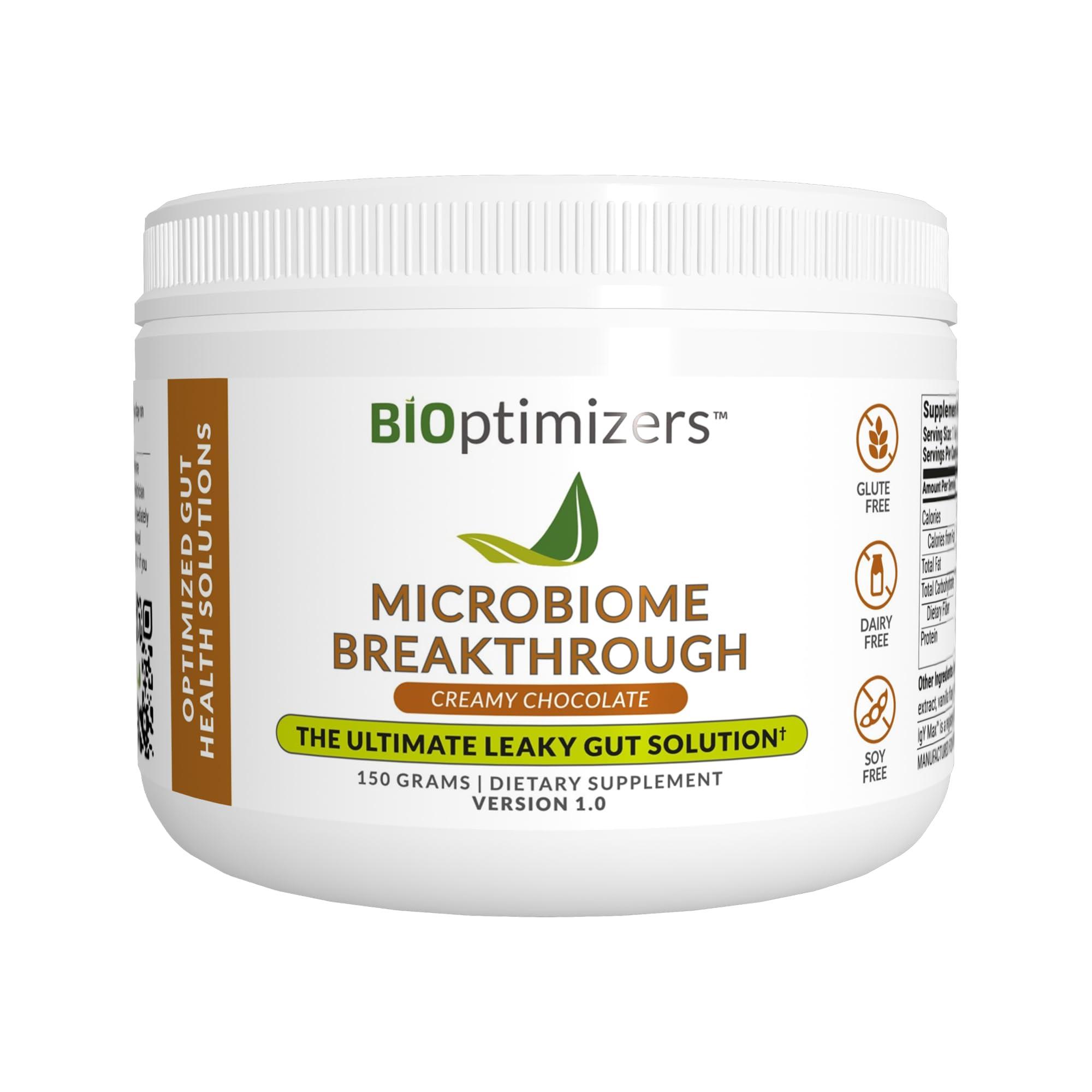 BiOptimizers Biome Breakthrough Repair Powder - Chocolate Flavor - Has Lactobacillus Strains, Bone Broth & Collagen - Source of L-Glutamine - Gas & Bloating Relief - Improves Gut Health - 30 Servings - 150g
