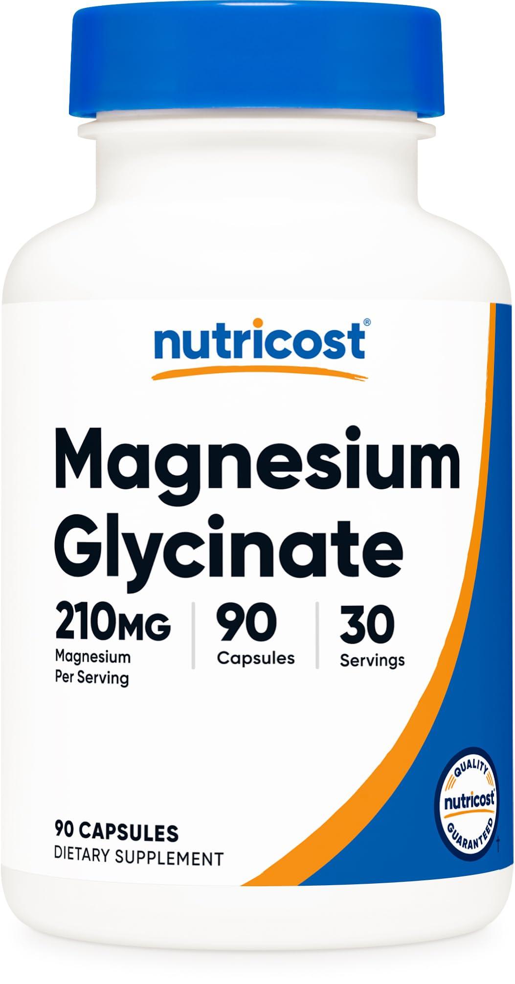 Nutricost Nutricost Magnesium Glycinate Capsules (90 Capsules, 210 mg Per Serving) - Magnesium Glycinate Supplement for Gentle Absorption