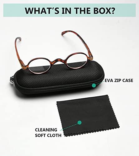 Eyekepper Eyekepper Small Oval Round Reading Glasses Vintage Mini Reader Eyeglasses for Men Women Reading with Spring Hinges Green Frame +3.00