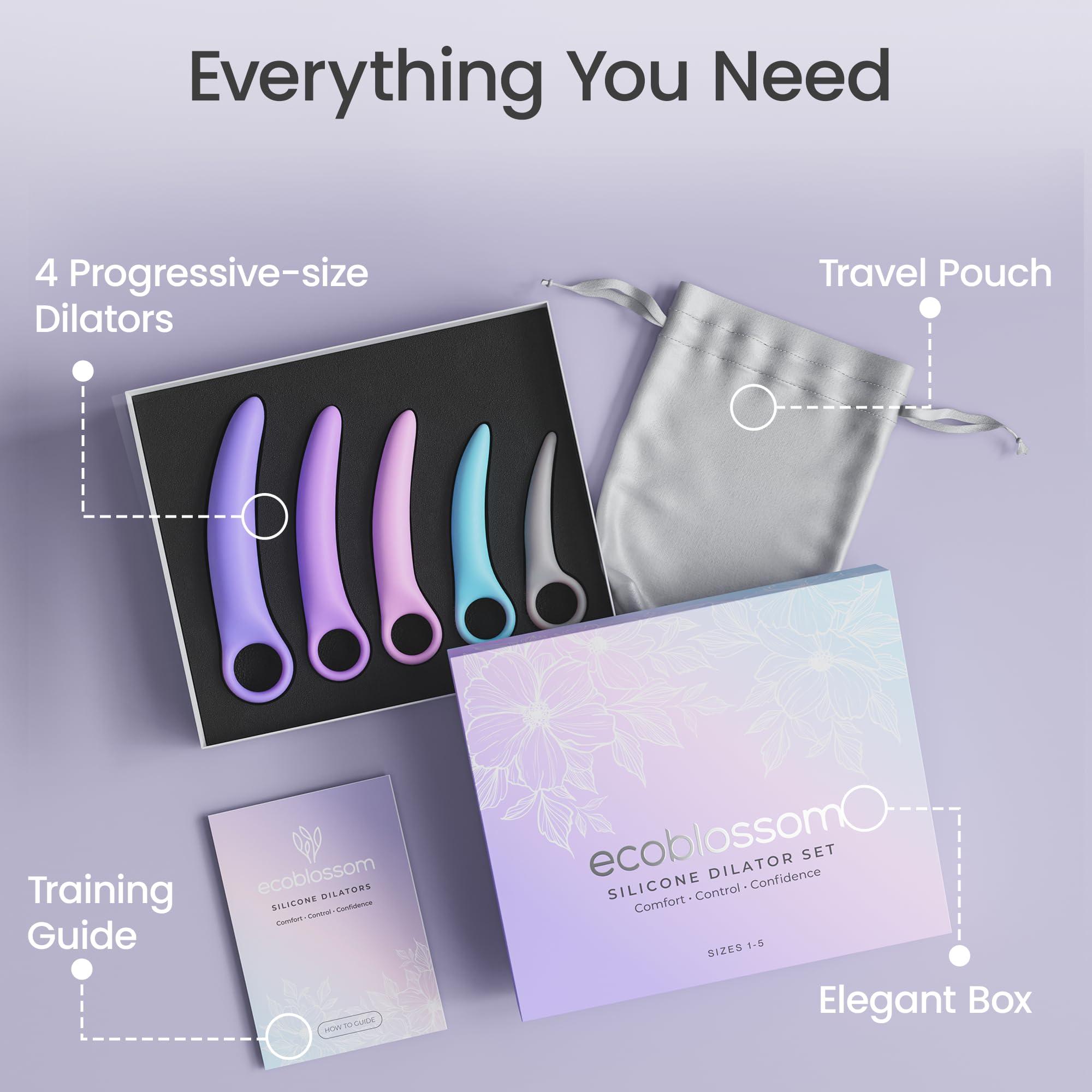 EcoBlossom Ecoblossom Silicone Dilator Set - The Most Comfortable Dilators for Women with Pain - Pelvic Floor Trainer, Stretcher, and Expander (Curved, Sizes 1-5)