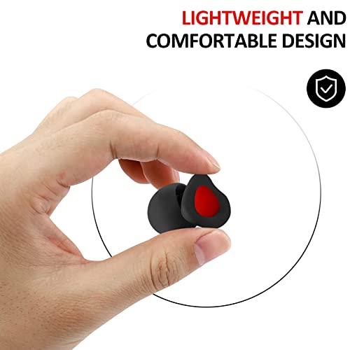 Lichffy Ear Plugs for Sleeping, Reusable Noise Cancelling Ear Plugs, Super Soft Noise Reduction Sleep Earplugs, Silicone Sound Blocking Earplugs for Sleep Snoring Swimming Concert (Black red)