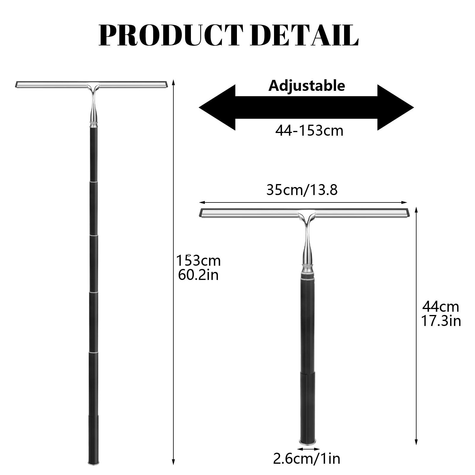 wlich Shower Squeegee with Long Handle,Window Squeegee with Extension Pole Squeegee for Shower Glass Floor Squeegee, Telescoping Shower Squeegee for Glass Door, Tile Wall, Car,Floor