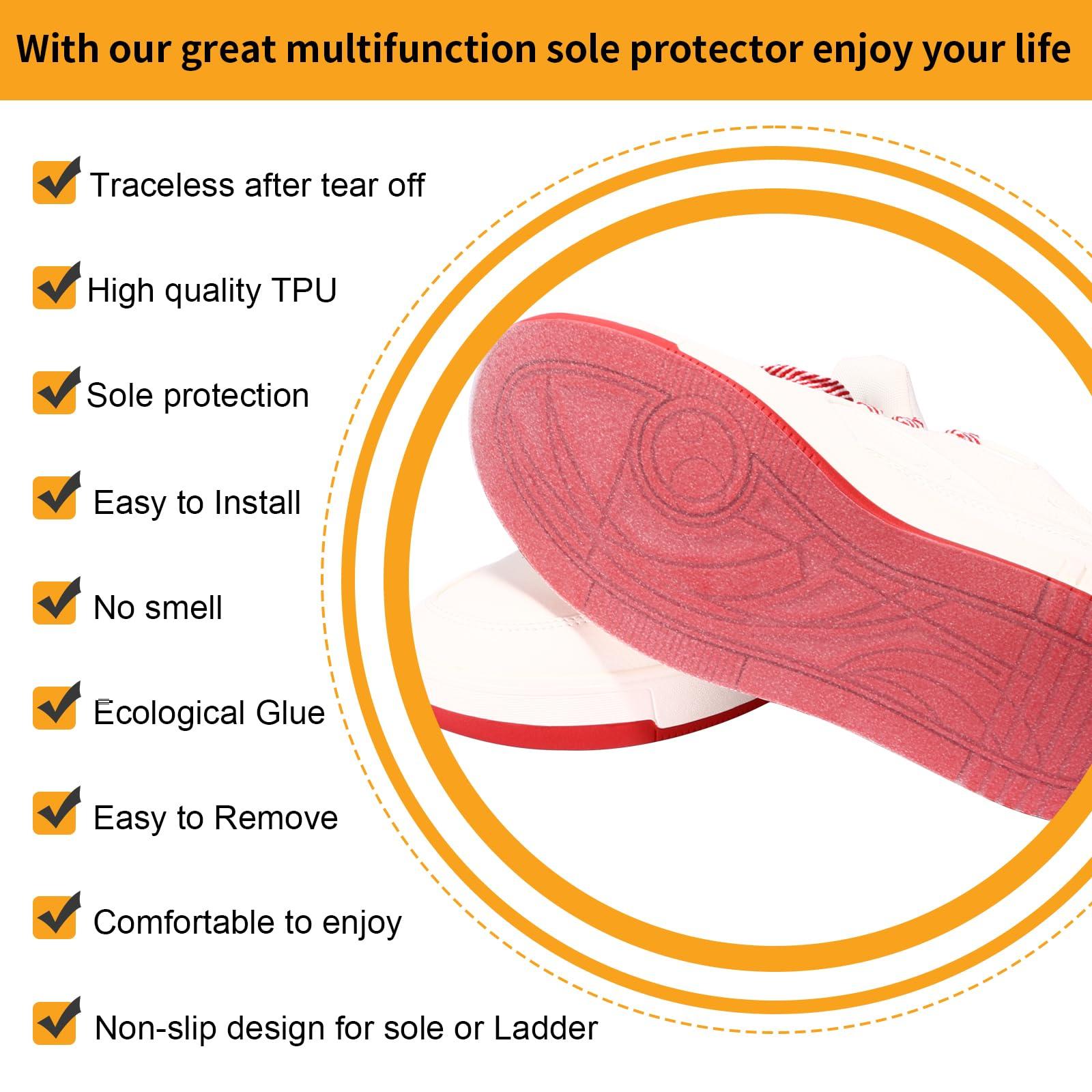 Wilcomft Wilcomft Shoe Sole Protectors for Sneakers,Strong Self-Adhesive Non-Slip Anti-Wear Sole Sticker for Shoes,Sole Shields Red Bottom Protectors for High Heels,14.2 x 5.2 Inches 4 Pcs Clear