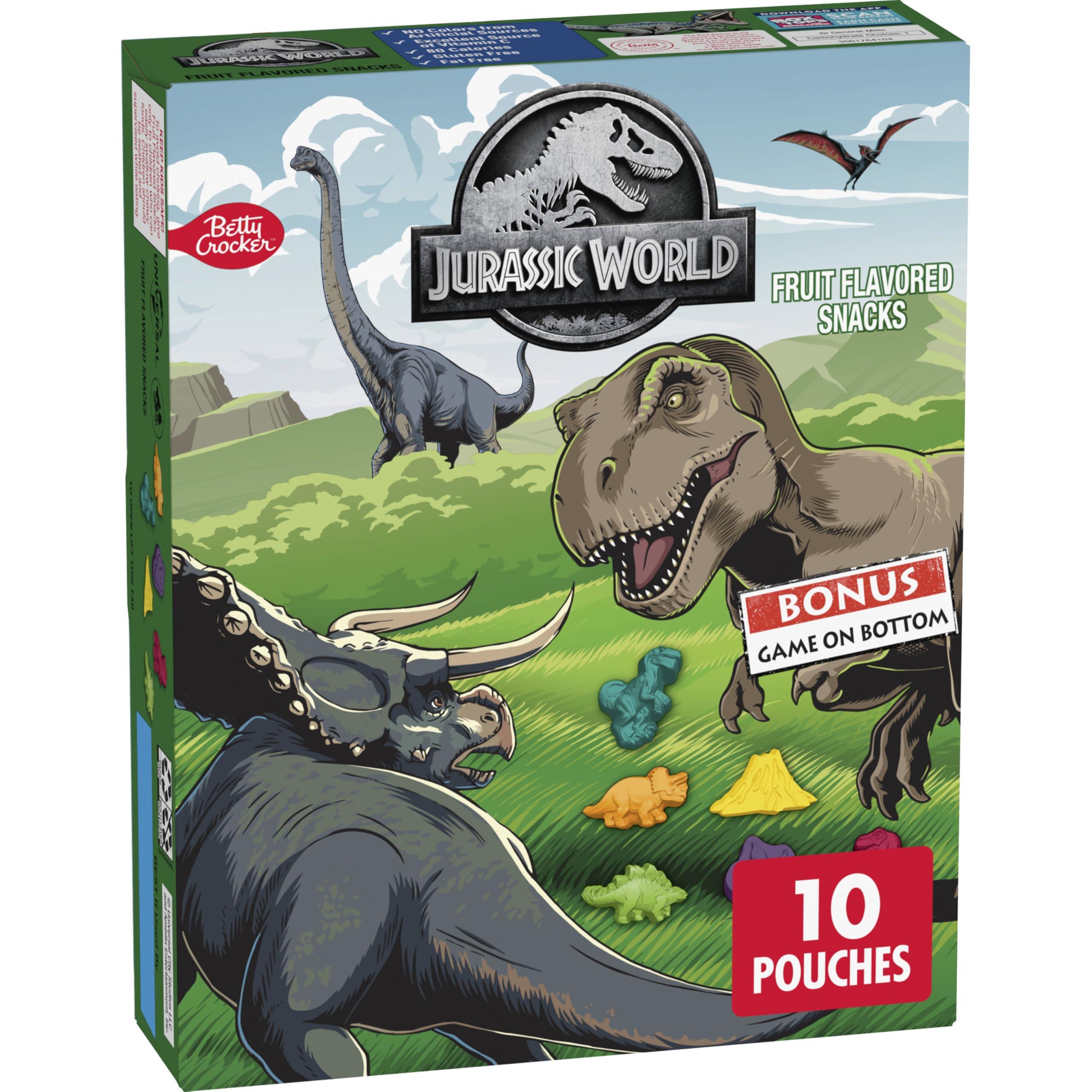 General Mills Jurassic World Fruit Flavored Snacks, Treat Pouches, Gluten Free Snack, 10 Ct, 8 oz