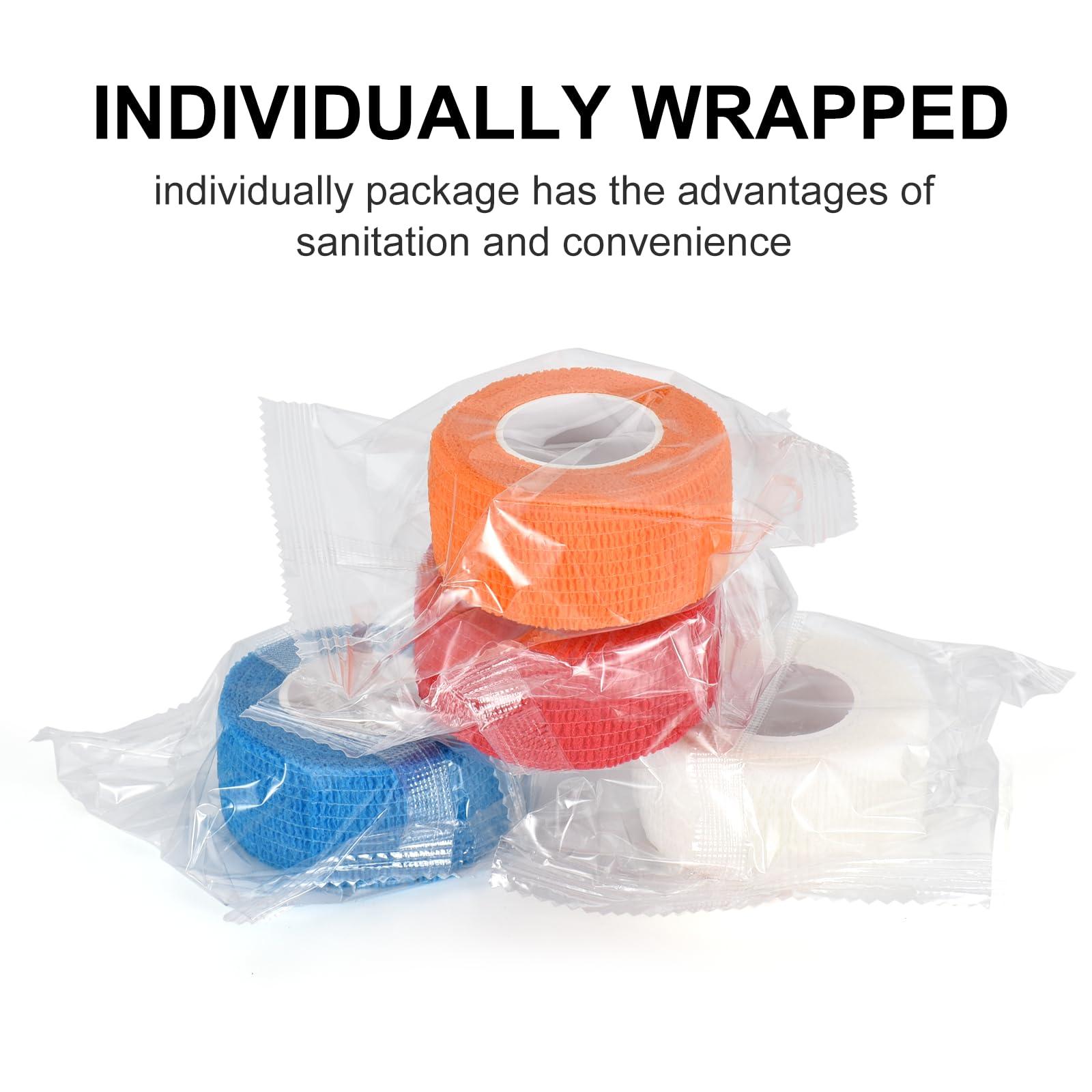 Sagafly 12 Pack Self Adhesive Bandage Wrap 1 Inch Cohesive Bandage Self Adherent Vet Wrap for Dog Pets Elastic Bandage Finger Tape Self Stick Wrap for First Aid Sports Injury Athletic Tape (Mixed Colors)