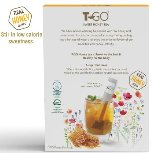 TGO T-Go Sweet Honey Tea Organic Herbal Black Tea Bags Immunity Tea with Real Honey Convenient Tea Sticks Stirring Spoon Ceylon Tea For Digestion 15 Tea Sticks Pack of 1